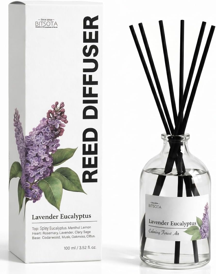 Reed Diffuser Set for Bathroom & Home, Long Lasting Essential Oil Aroma, Glass Bottle Home Fragrance with Sticks, Ideal Gift for Woman