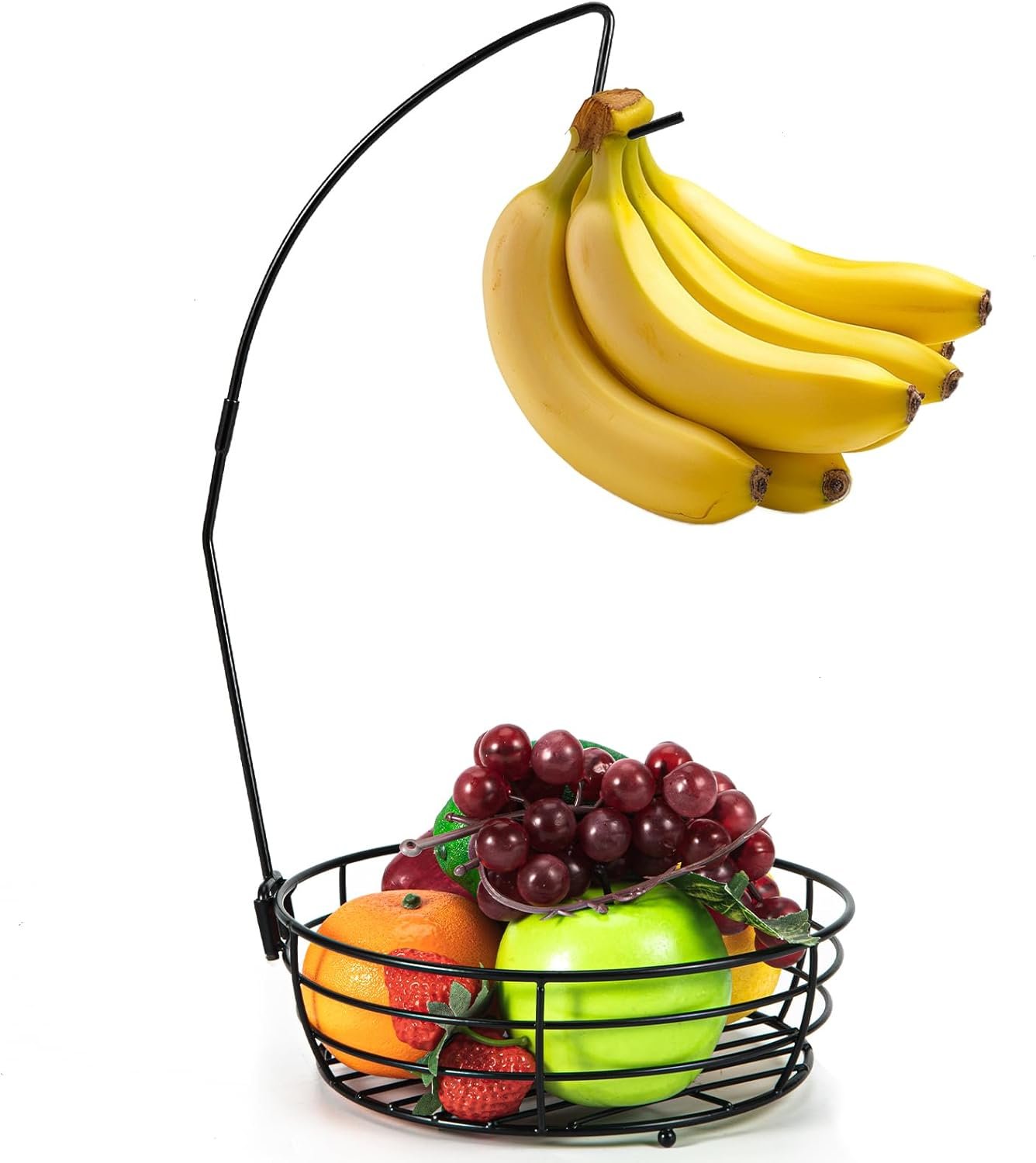 Fruit Basket for Kitchen Counter – Fruit Bowl with Banana Hanger, Rust-Proof Metal Frutero Produce Fruit Holder for Kitchen
