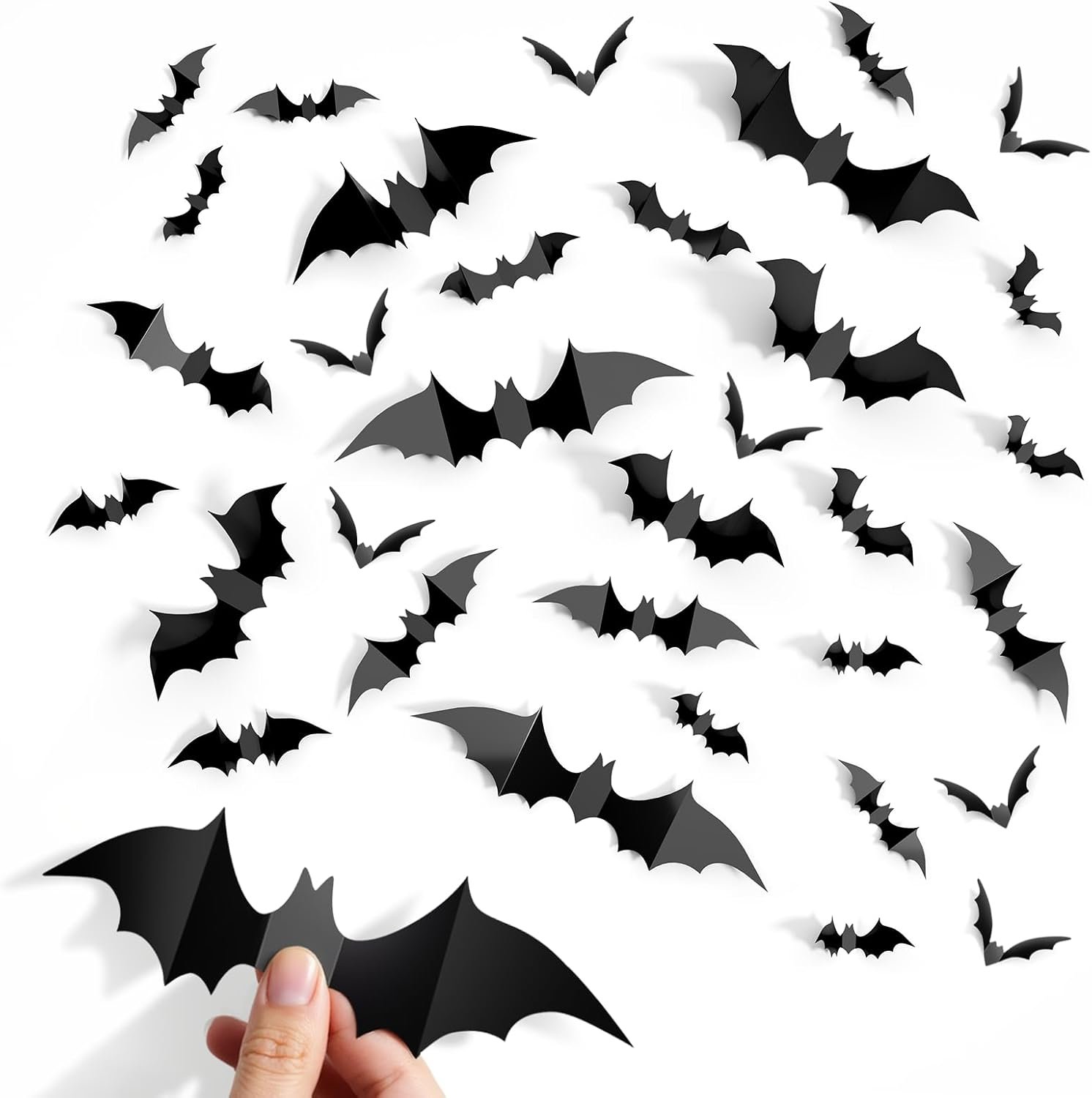 CLEANGOR 140Pcs Bats Halloween Decor, Spooky Halloween Party Supplies Stickers, 3D Bats Wall Decal, Cute Halloween Decorations Indoor for Bedroom, Bathroom, Home, Door, Window, Office