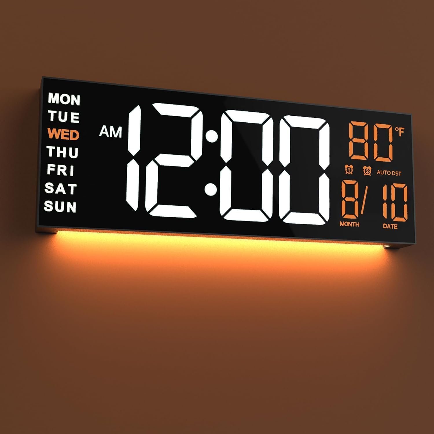 JALL 16″ Large Digital Wall Clock with Remote, Big LED for Seniors, Auto Dimming, 8 RGB Colors, Night Light, Count Down Timer, Alarm, DST, Temperature for Living Room, Back to School Classroom