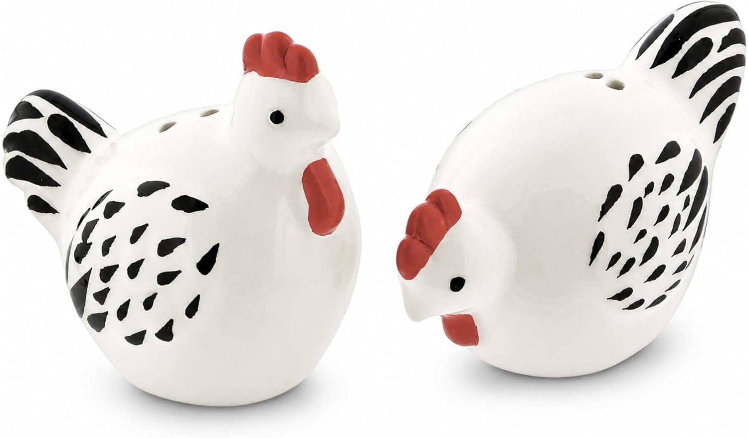 Cute Ceramic Farmhouse Salt & Pepper Shaker Set – Unique Chicken Farm Animal Shakers (Chickens)