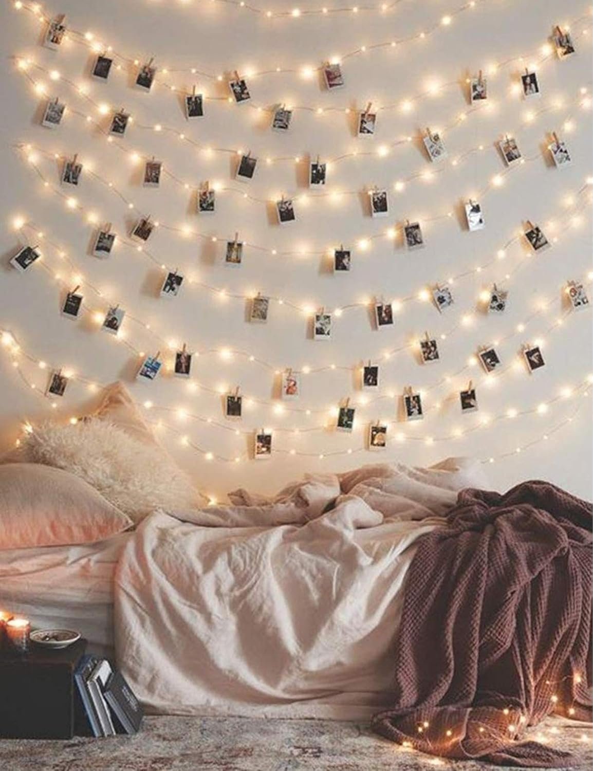 LECLSTAR Photo Clip String Lights 17Ft – 50 LED Fairy String Lights with 50 Clear Clips for Hanging Pictures, Photo String Lights with Clips – Perfect Dorm Bedroom Wall Decor Wedding Decorations