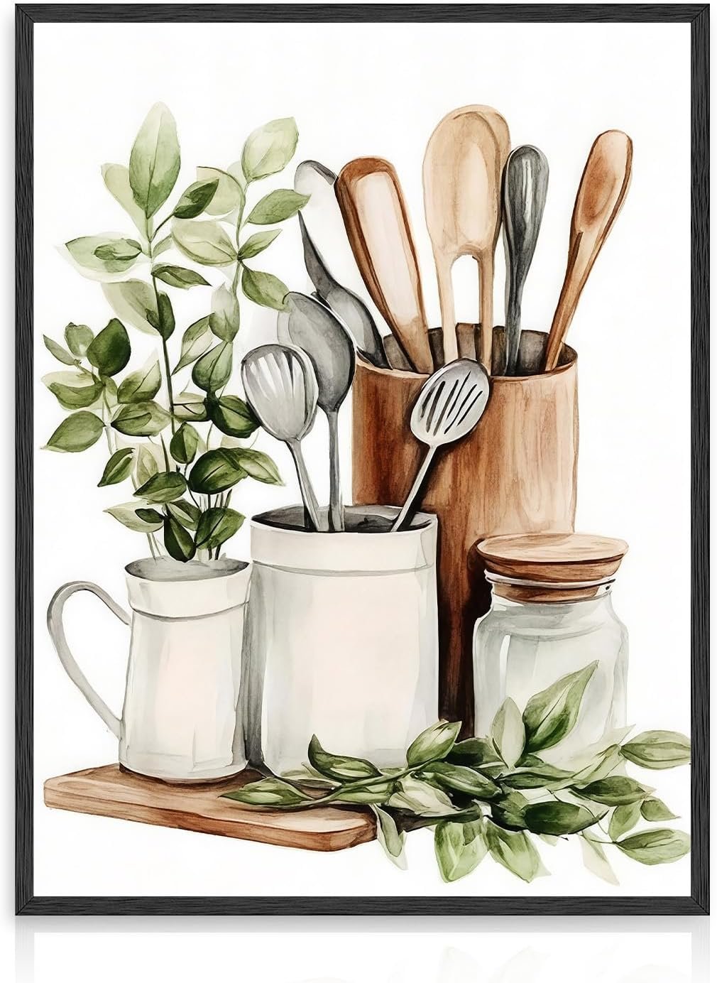 Dazzlewall Watercolor Botanical Kitchen Wall Art Decor,Sage Green Eucalyptus Leaves Kitchenware Wall Poster for Kitchen Dining Room Canteen Decor 12×16 in Unframed