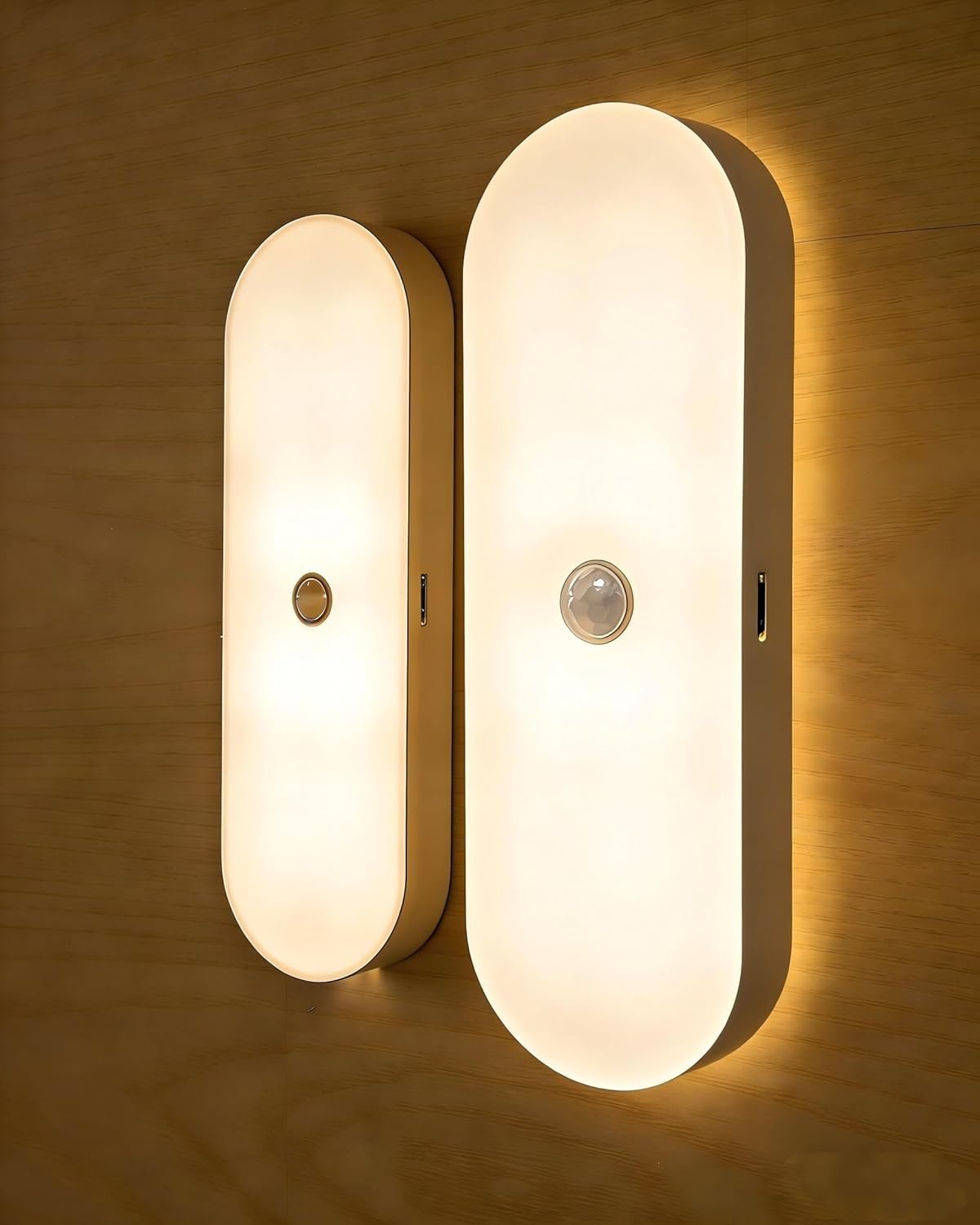 Rechargeable Night Light with Motion Sensor Battery 2 Pack- Portable Mini Stick-on Stick-on Warm White LED – for Bathroom, Bedroom, Kitchen, Cabinet, Stairs, Hallway