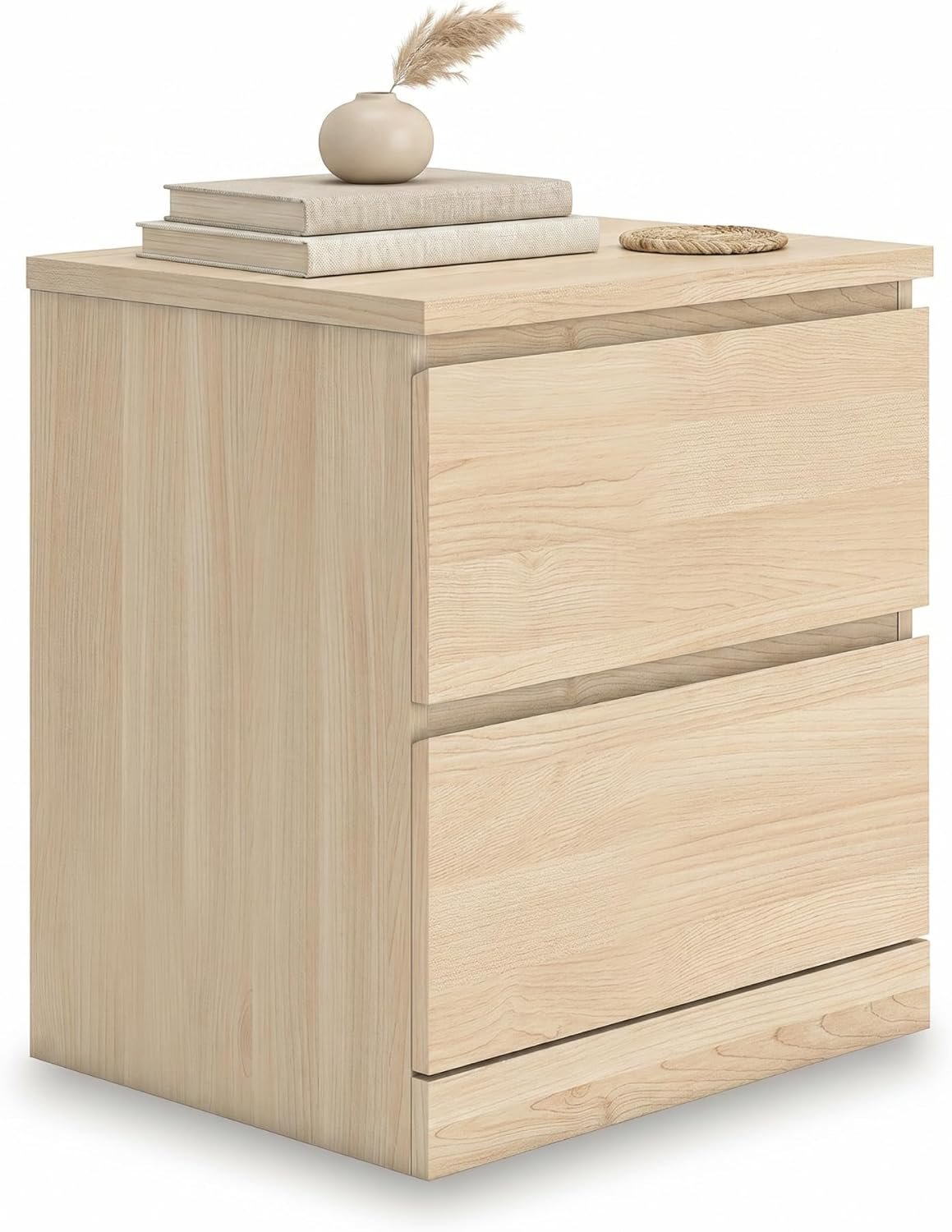 Signature Design by Ashley Onita Contemporary 2-Drawer Nightstand with Storage, Light Brown