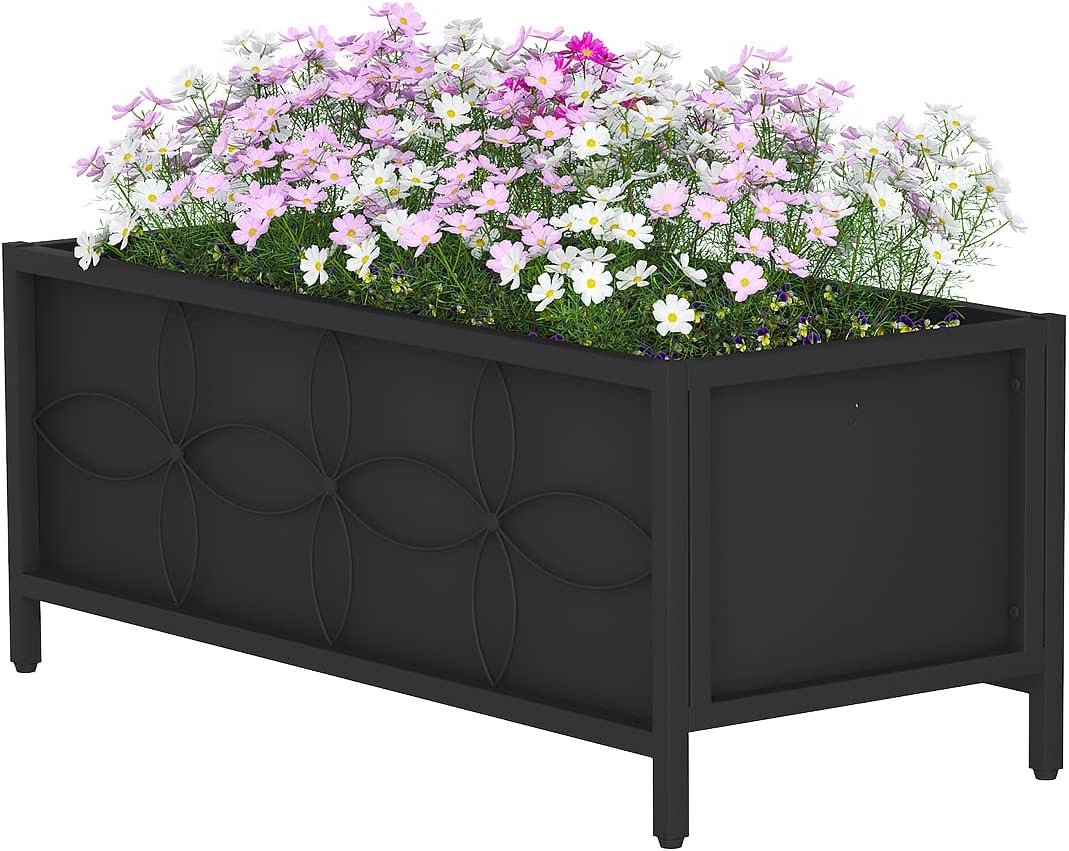 Zhongma Sturdy Raised Garden Bed with Inner Fabric Liners for Vegetables Flower, Planter Box for Backyard Patio Balcony. Inner Size: 33.85×14.17×11 inch