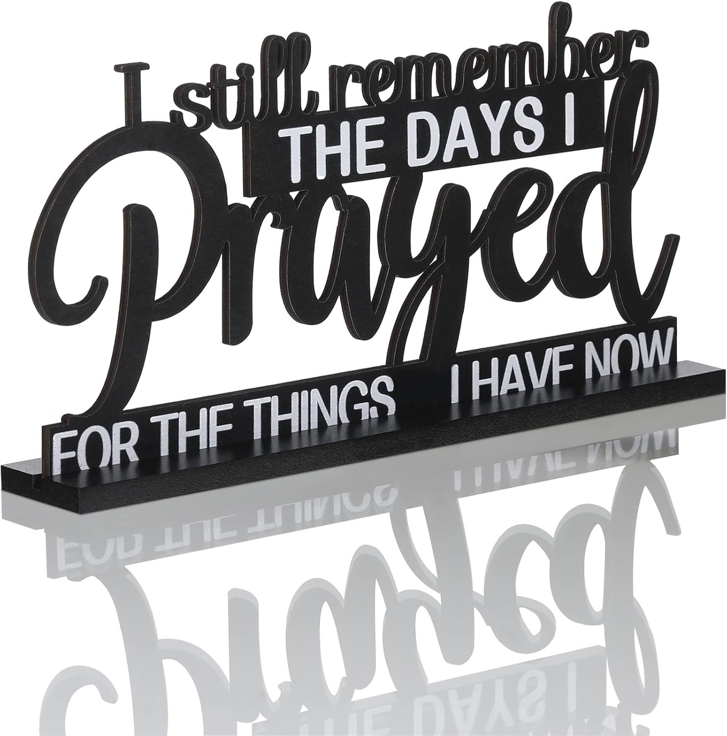 Jetec I Still Remember The Days I Prayed Sign Inspirational Table Blessed Signs Motivational Decor Farmhouse Table Home Centerpieces Faith Wooden Shelf for Living Room Office(Classic Style)
