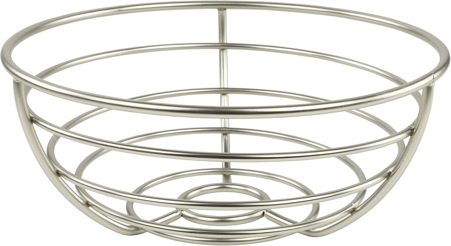 Spectrum Euro Wire Fruit Basket for Kitchen Countertop Storage, Sturdy Steel Metal Wire Decorative Fruit Bowl for Fresh Produce Vegetables Bread & Snacks Modern Open Design for Airflow, Satin Nickel