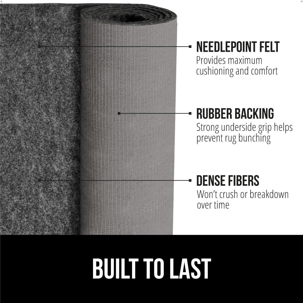 GORILLA GRIP Felt with Rubber Stay in Place Slip Resistant Rug Pad, 1/8 inch Thick, 2×8 FT Protective Padding Under Area Rugs, Cushioned Gripper Pads, Carpet Runners, Hardwood Floors Protection