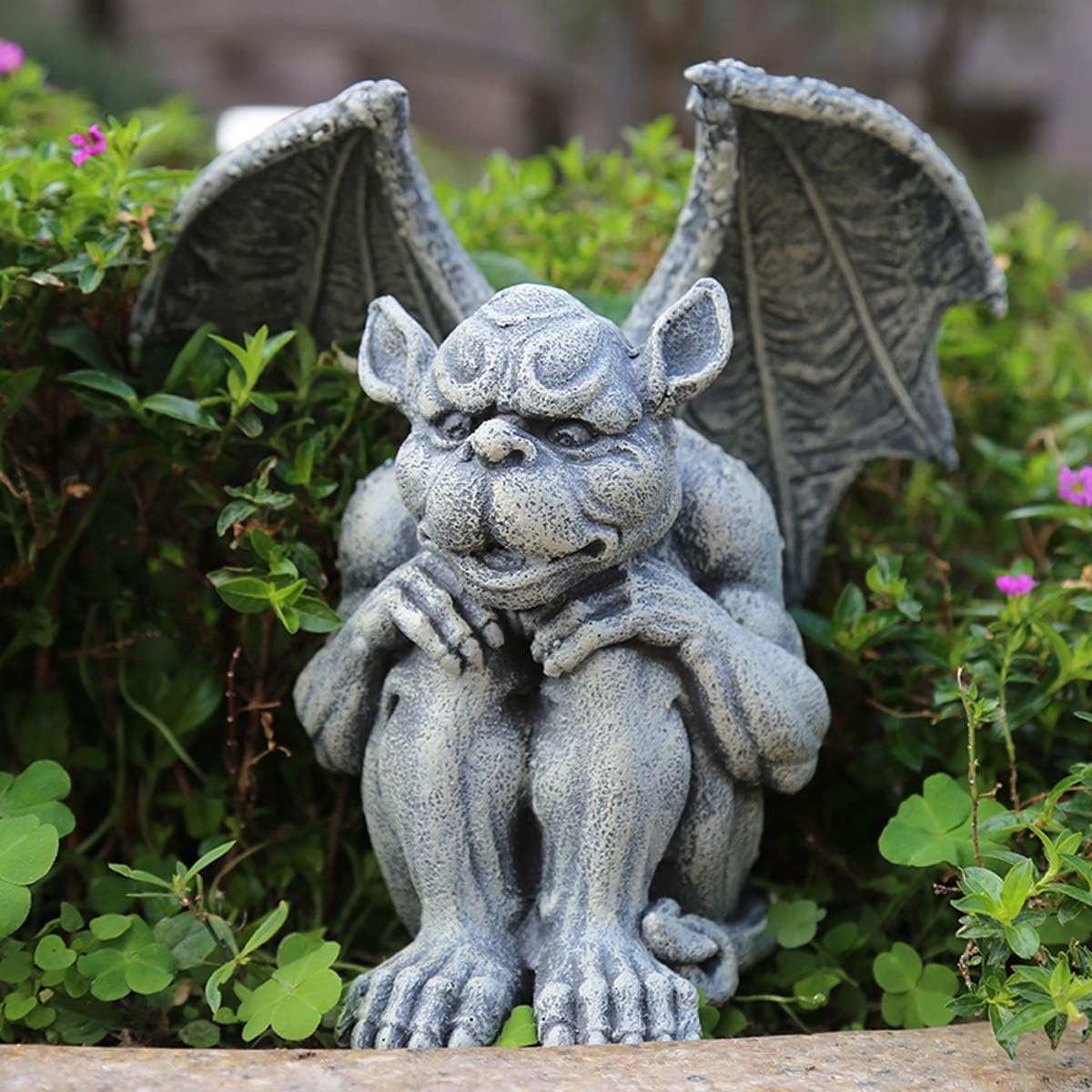 OwMell Gargoyle Statue Garden Guardian Sculpture Figurine Gothic Indoor Outdoor Garden Decor Statue 7 Inch – Sitting