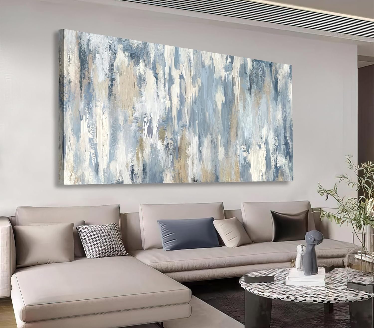 Shoci Large Abstract Wall Art – Gray Blue Beige Canvas Pictures for Living Room Contemporary Painting Prints Decor Modern Graffiti Artwork Wall Art for Bedroom Home Office Decoration 20″ X 40″