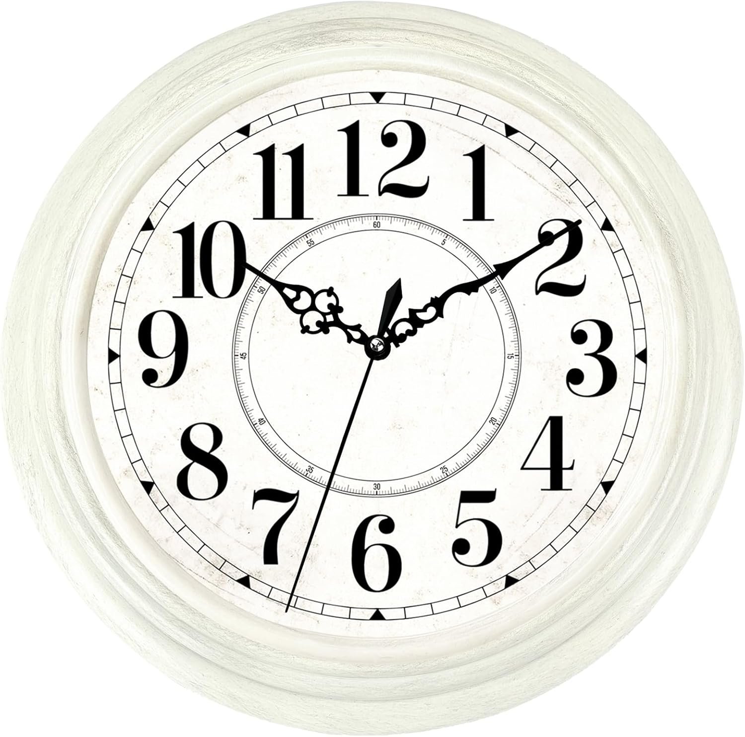 Vintage Wall Clock 13 Inch Quartz Silent Non-Ticking Analog Clock Battery Operated Rustic Round Decorative Clock for Living Room Kitchen Home Office Classroom