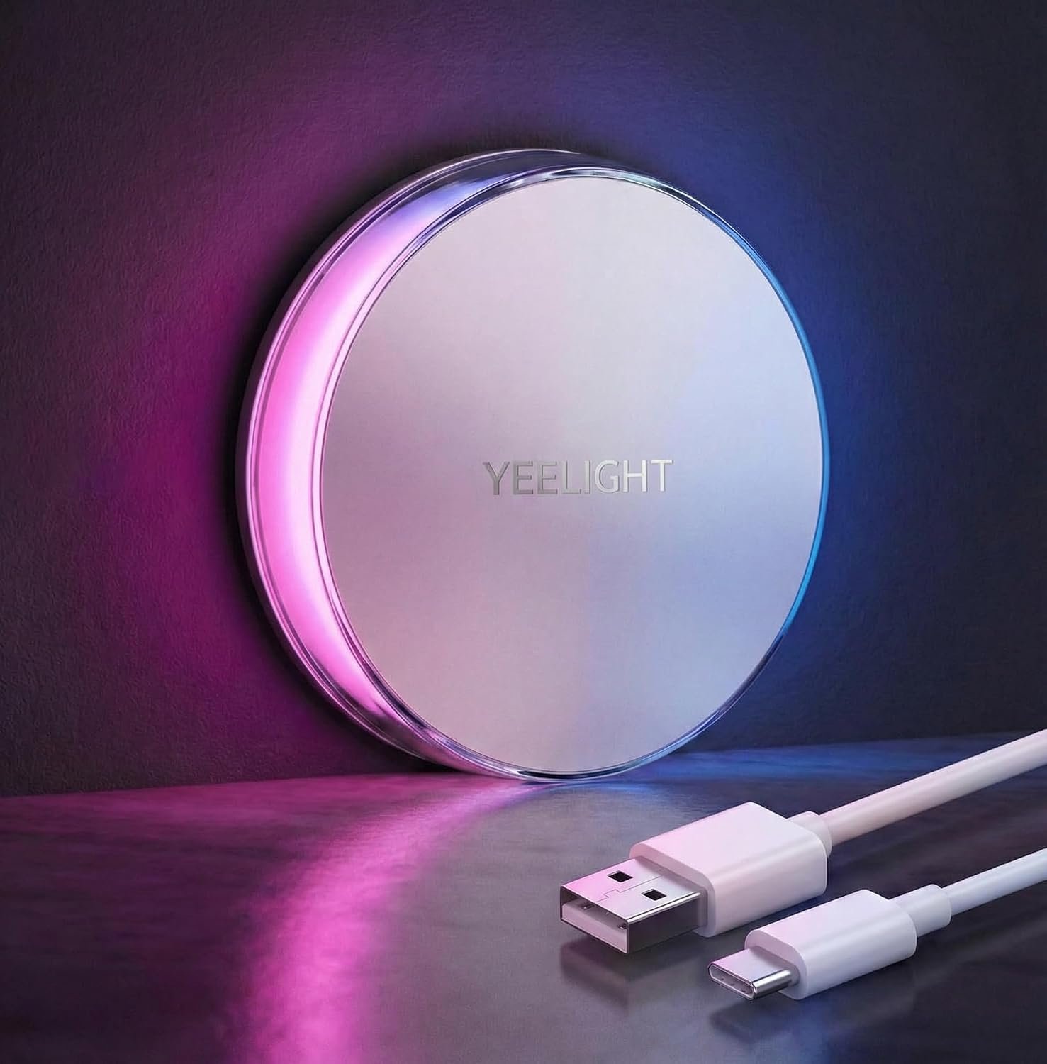 YEELIGHT Motion Sensor Night Light, Rechargeable Magnetic Night Light with 11 RGB Scenes & Warm White, Type-C Wireless LED Nightlight for Bathroom, Hallway, Stairs, Bedroom, Under Bed