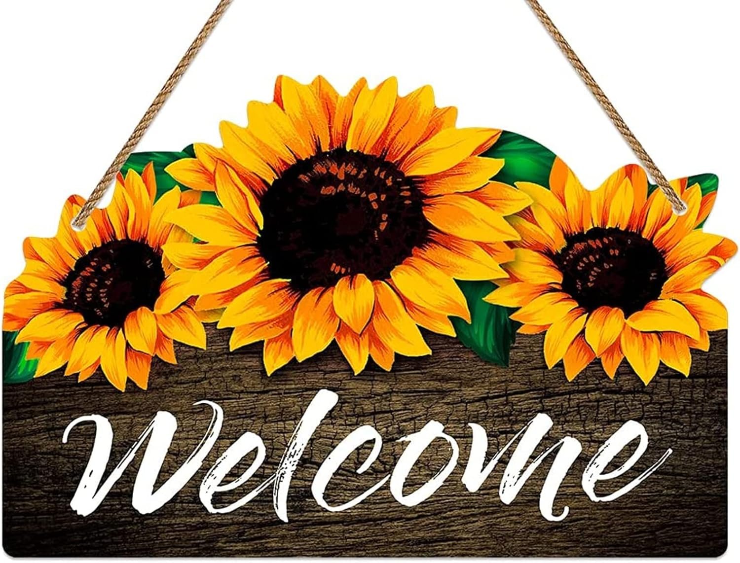 SICOHOME Welcome Sign for Front Door – 8″ x 12″ Sunflower Welcome Sign Rustic Summer Fall Front Door Wreath Hanging for Front Porch Bedroom Living Room Indoor Outdoor Kitchen Home Decor