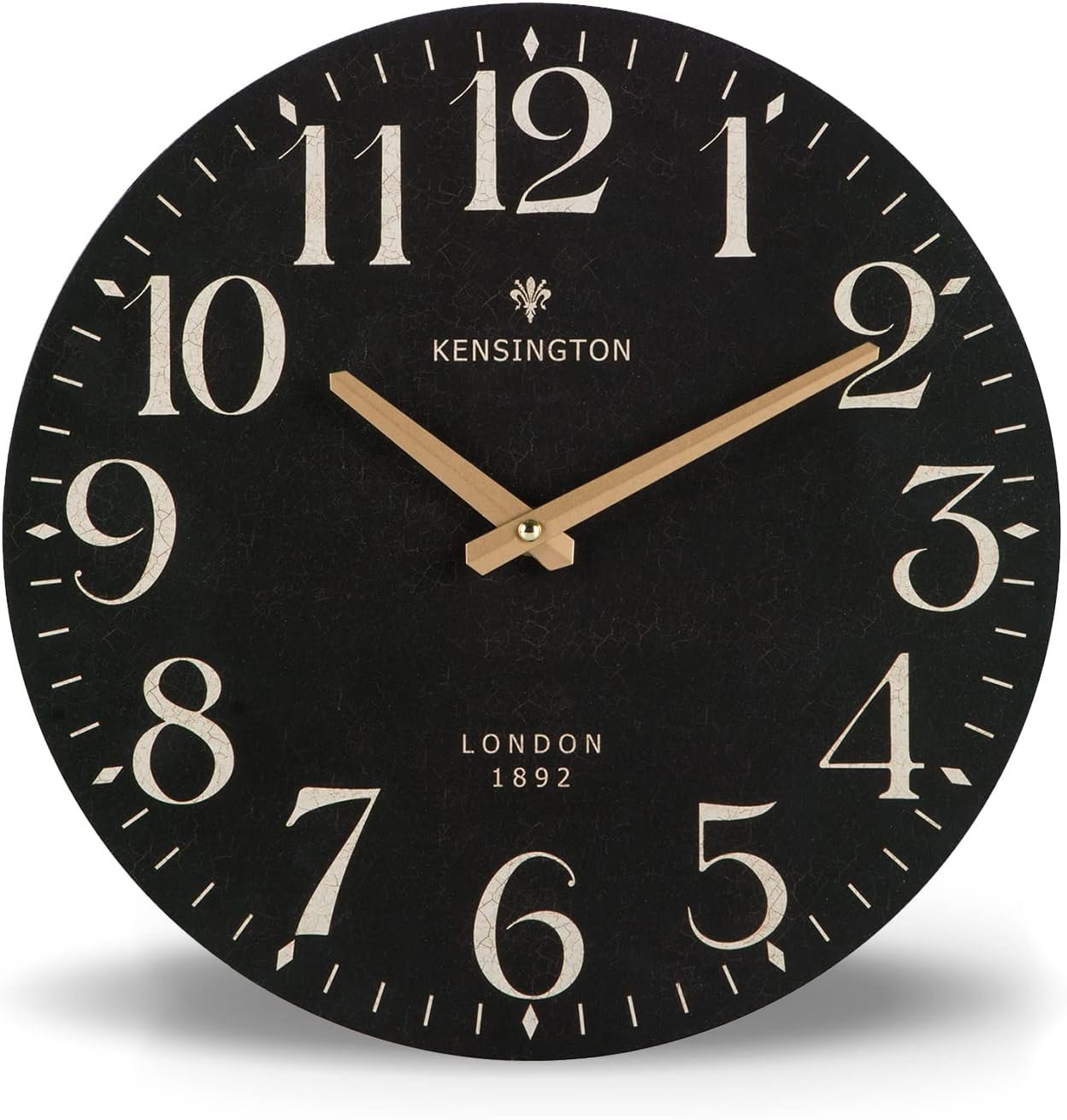 NIKKY HOME Farmhouse Black Wall Clock – 12 Inch Quartz Battery Operated Vintage Wooden Decorative Silent Analog Clock for Kitchen, Living Room, Bedroom, Office