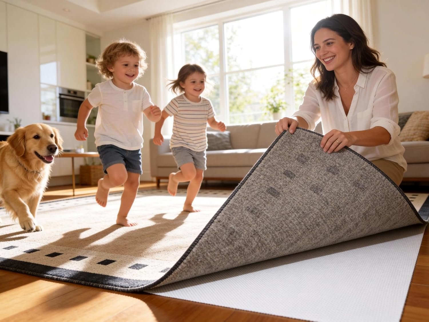 Mayhawk Non-Slip Rug Gripper Pad: Vacuum Tech for Stronger Grip, Adhesive and Residue-Free Silicone, Safe for Hardwood Tile & LVP, BPA-Free, Machine Washable, Odorless Tear-Resistant, 2×3 Ft Thin