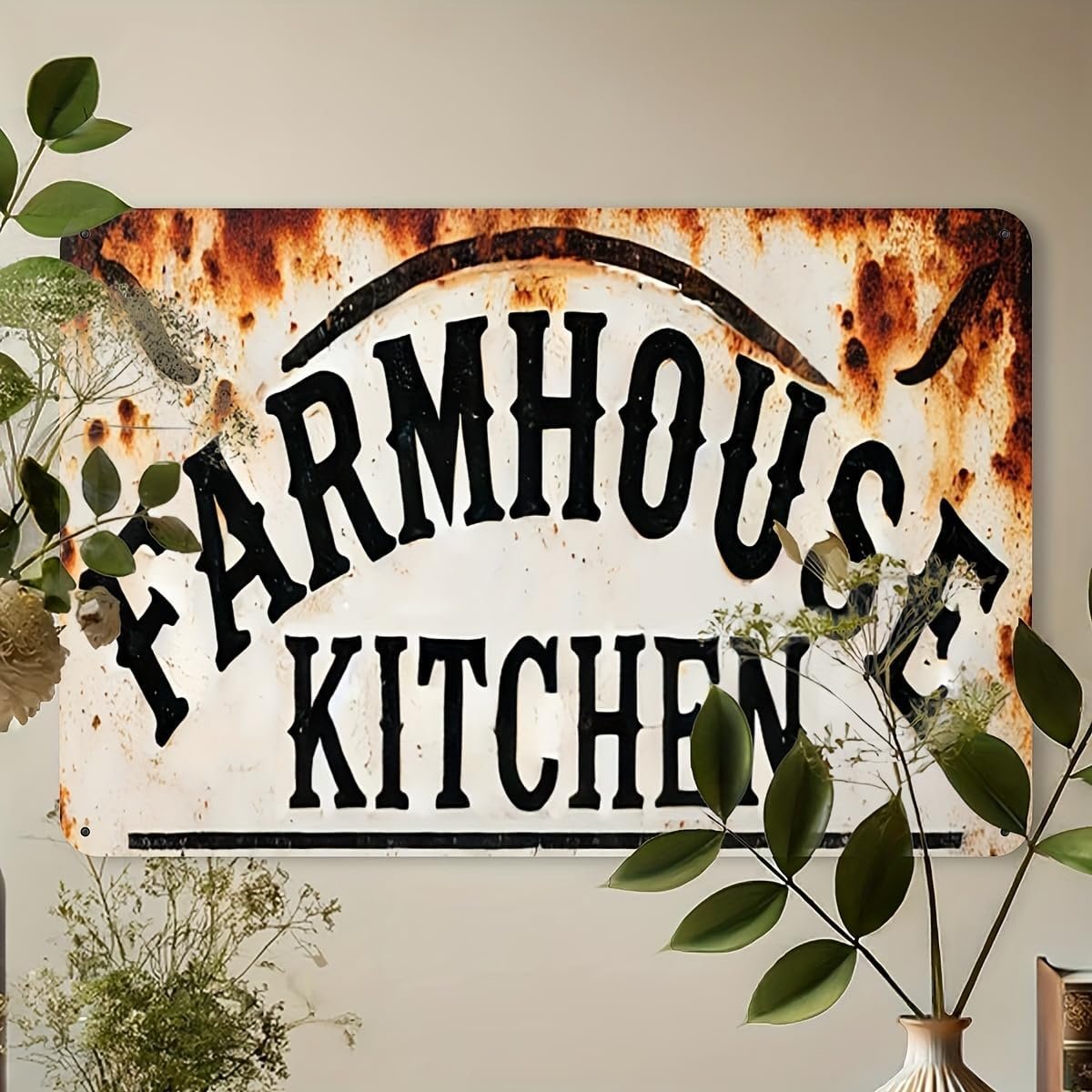 Vintage-Style “Farmhouse Kitchen” Aluminum Sign – Rustic Metal Wall Decor for Home, Bar, Cafe, Street – Durable Outdoor Plaque – 1 Piece, 20x30cm (8x12inch)