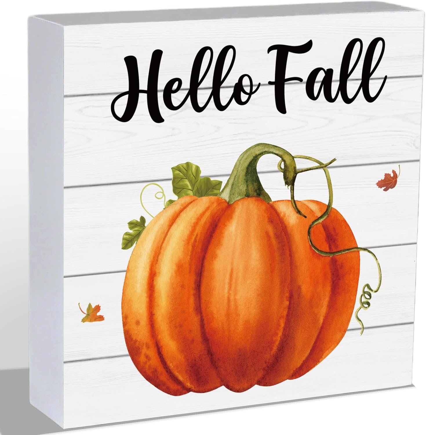 Fall Decorations for Home Fall Decor Pumpkin Bathroom Home Room Table Wood Box Sign Rustic Wooden Shelf Desk Office Decor Season Sign House Warming Gifts 5.9 x 5.9 Inch