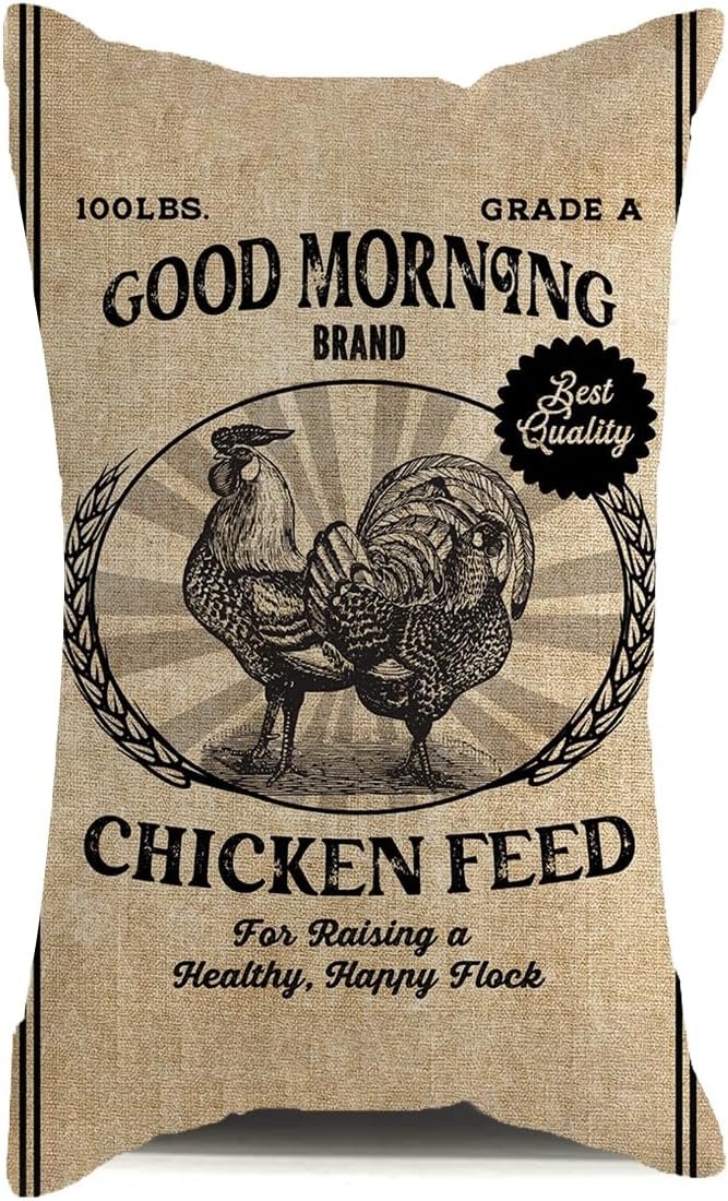 Vintage Like Chicken Feed Sack Burlap Pillow, Home Decor Throw Pillow Cover Waist Lumbar Throw Pillow case Cushion Cover for Sofa Home Decorative Oblong 12×20 Inches