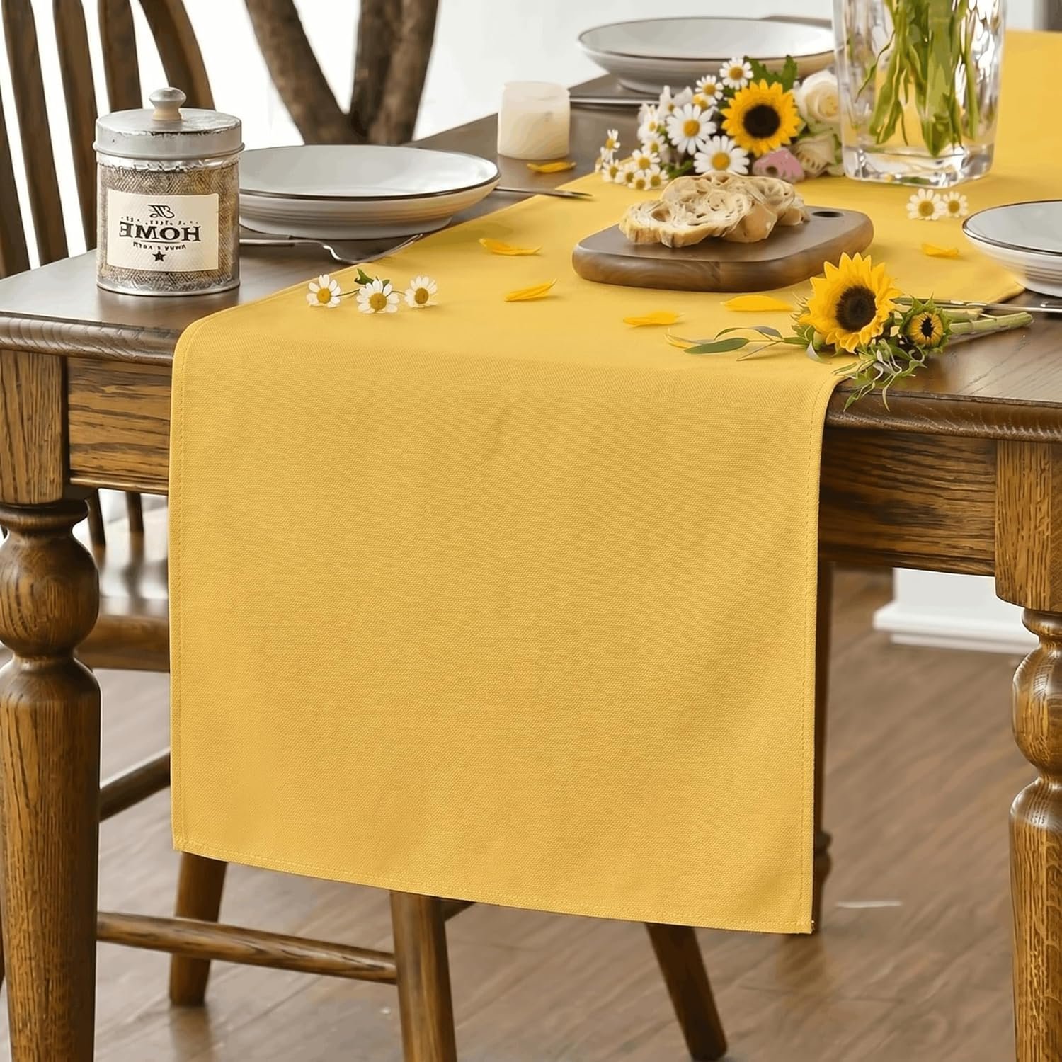 Artoid Mode Yellow Table Runner, Seasonal Summer Fall Washable Kitchen Dining Table Decoration for Home Party Decor 13×72 Inch