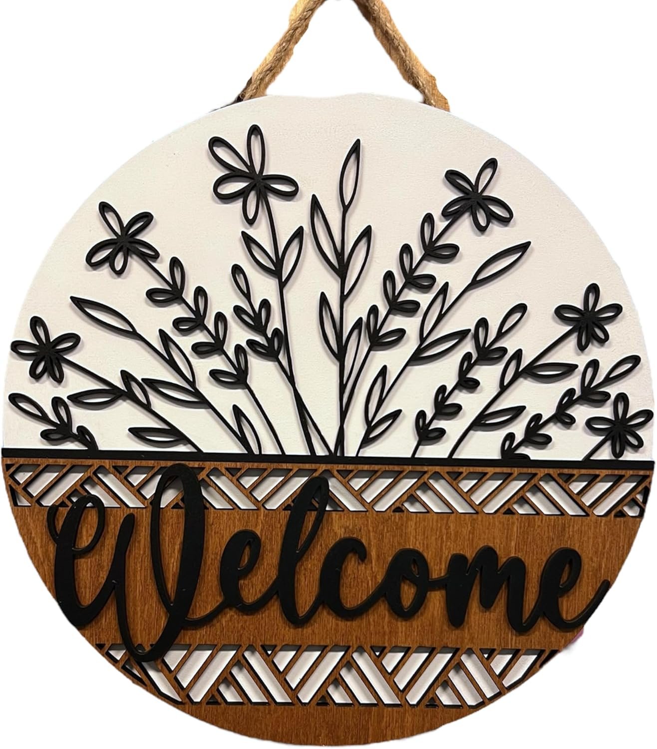 Wood front door sign Wood sign Home decor Welcome sign Sign for front door House warming gift Wedding gift (Wildflower 2.0-DS033(NB) P002, 15″ Width)