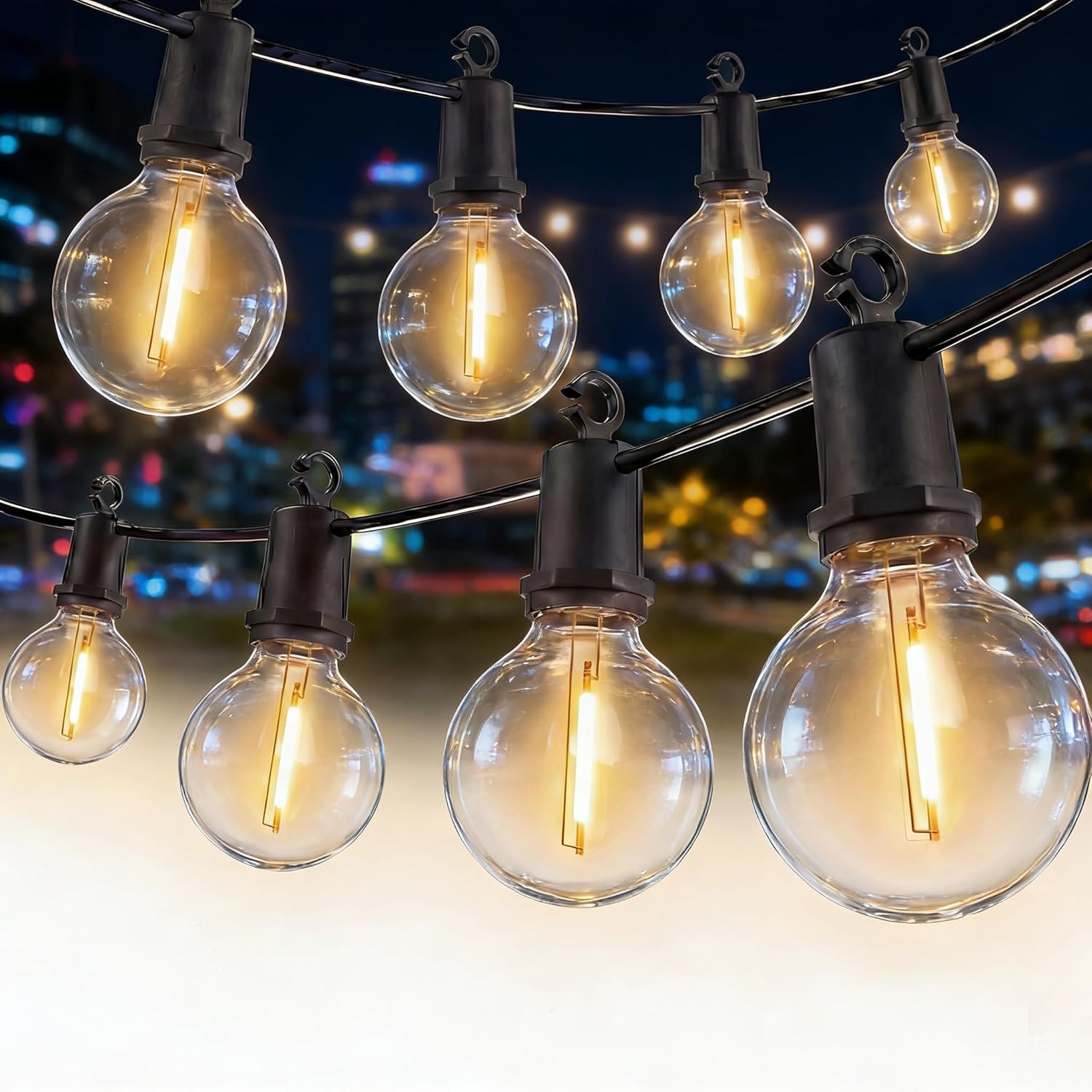100FT LED Outdoor String Lights, 52 G40 Bulbs Shatterproof Patio Lights, IP65 Waterproof Hanging Connectable Warm White Outdoor Lighting for Outside Backyard Balcony Porch Home Decor