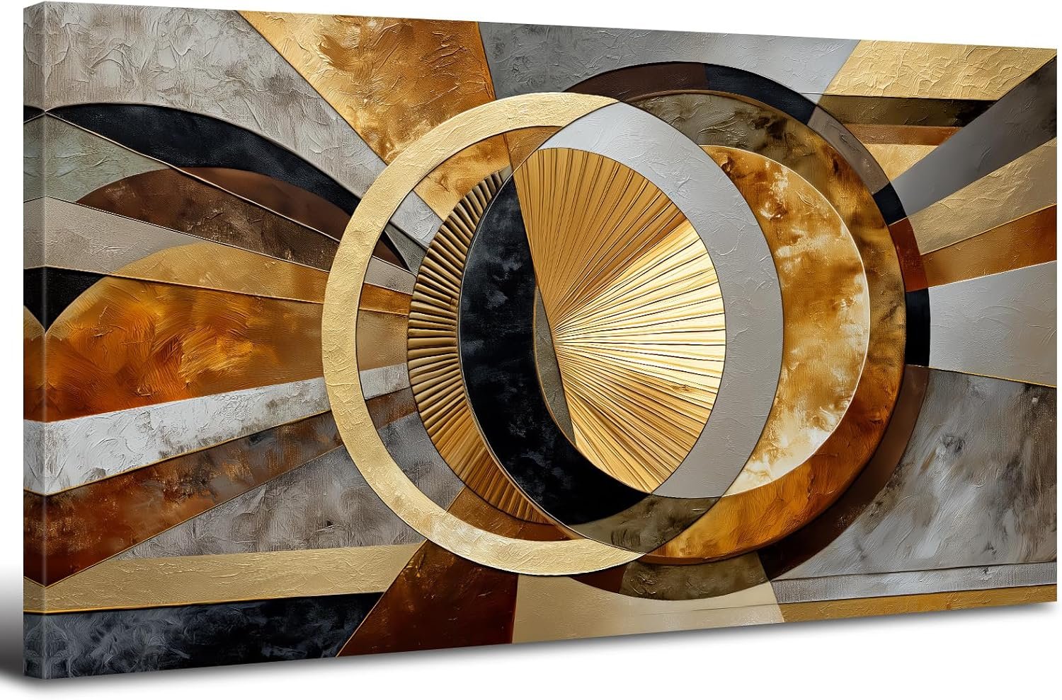 Abstract Geometric Wall Art Modern Neutral Canvas Picture Black Grey and Gold Wall Decor for Living Room Bedroom Vintage Mid Century Modern Painting Prints Poster Boho Artwork Home Decorations 20×40”
