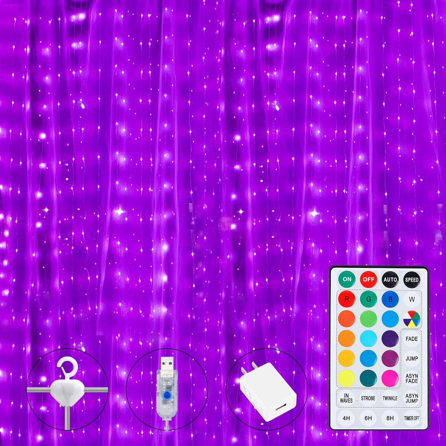 16 Colors Changing Curtain Lights – 250 LED 9.8 X 8.8 FT Fairy String, 7 Modes Twinkle with Remote, Backdrop Wall Hanging Dripping for Bedroom Backyard Halloween Christmas Decor