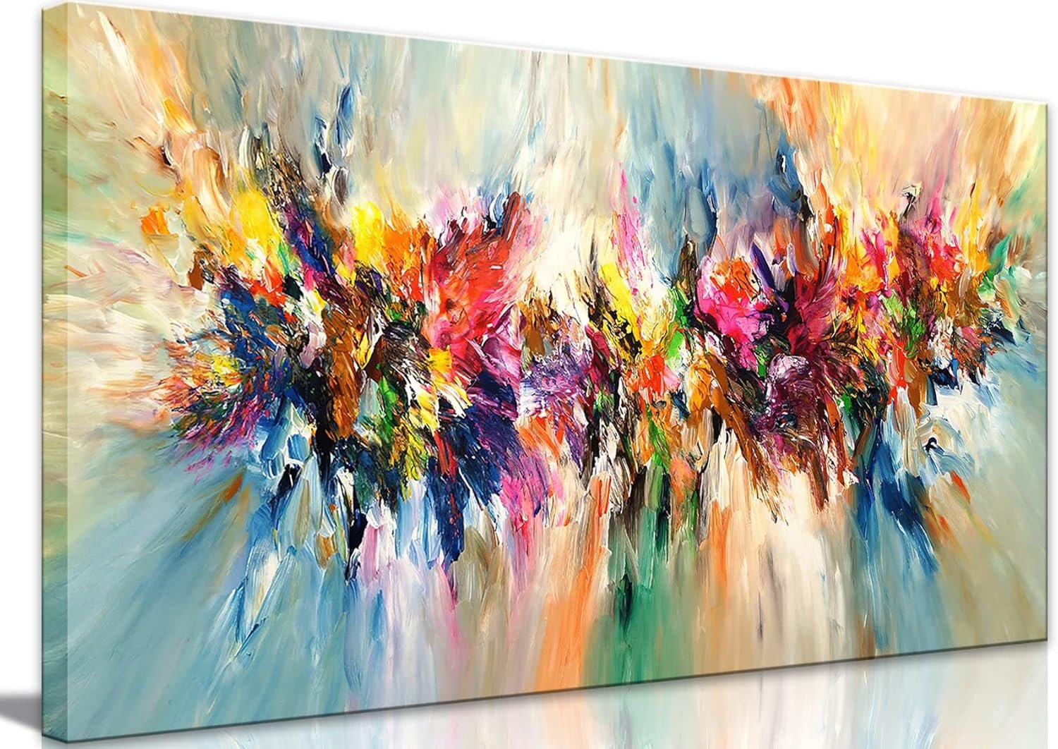 Large Framed Abstract Colorful Canvas Wall Art Flower Posters Prints Pictures wall Decor Modern Paintings Home Decor for Living Room Bedroom Office 20x40in Ready To Hang. (20X40in)