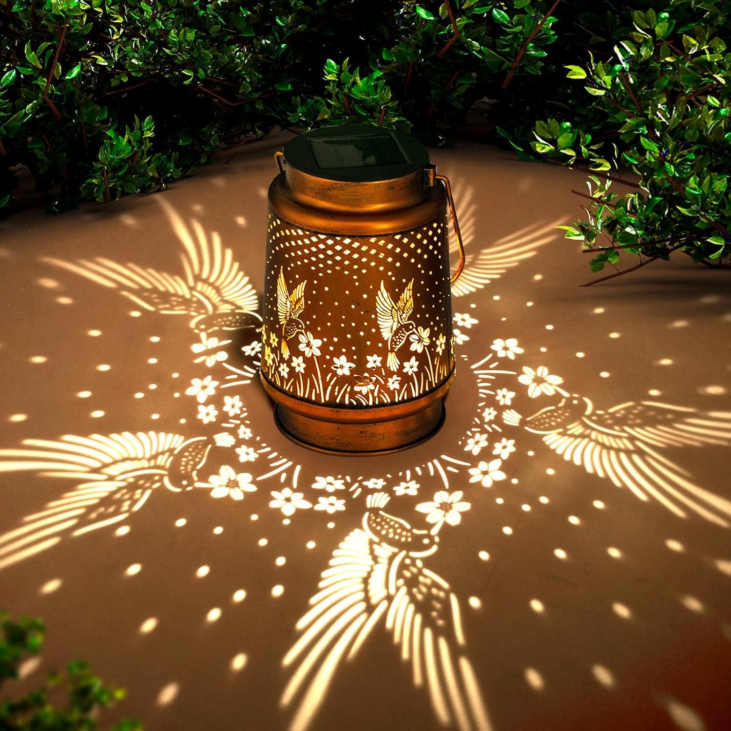 DIBIEECN Solar Lanterns Outdoor Waterproof, Hummingbird Gardening Birthday Gifts for Women Mom Grandma, Metal Hanging Decorative Solar Lights Outside Garden Decor for Yard, Patio, Backyard, Porch