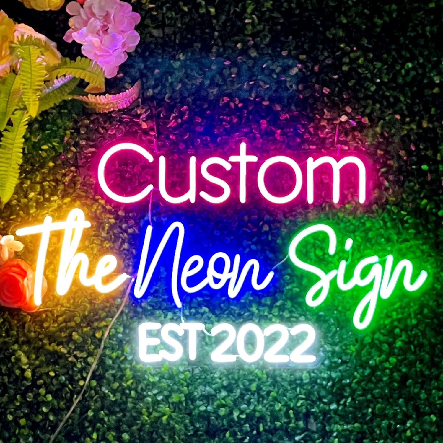 Custom Neon Signs, Personalised Large Led Neon Lights Sign Customizable for Wall Decor Wedding Birthday Party Bedroom Bar Shop Name Logo Lights (Optional 16″ to 55″)