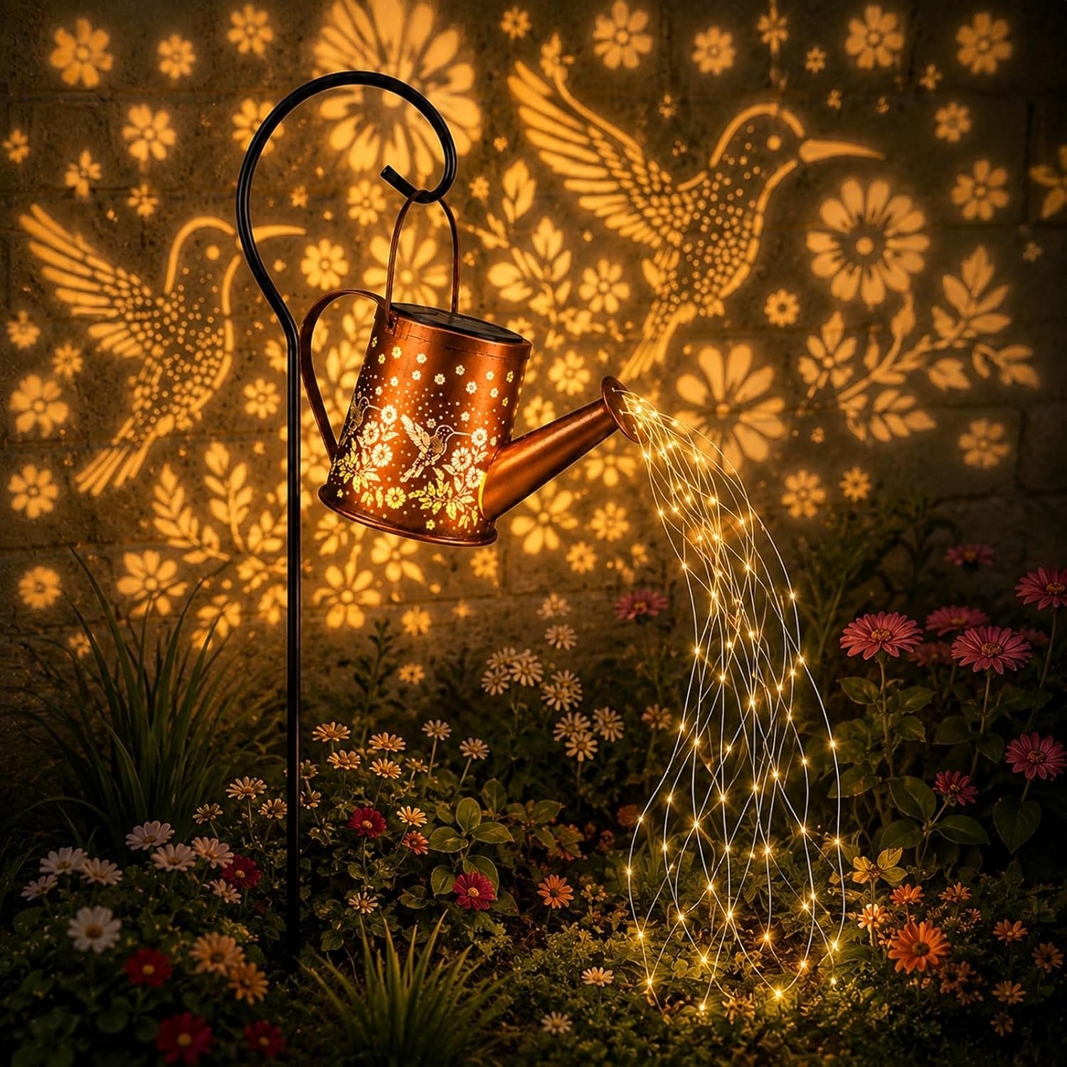 Solar Watering Can Light, Solar Powered Hanging Lantern Landscape Lights, Decorative Garden for Yard Waterproof Garden Decor, Gifts for Mom, Grandma（Hummingbird）
