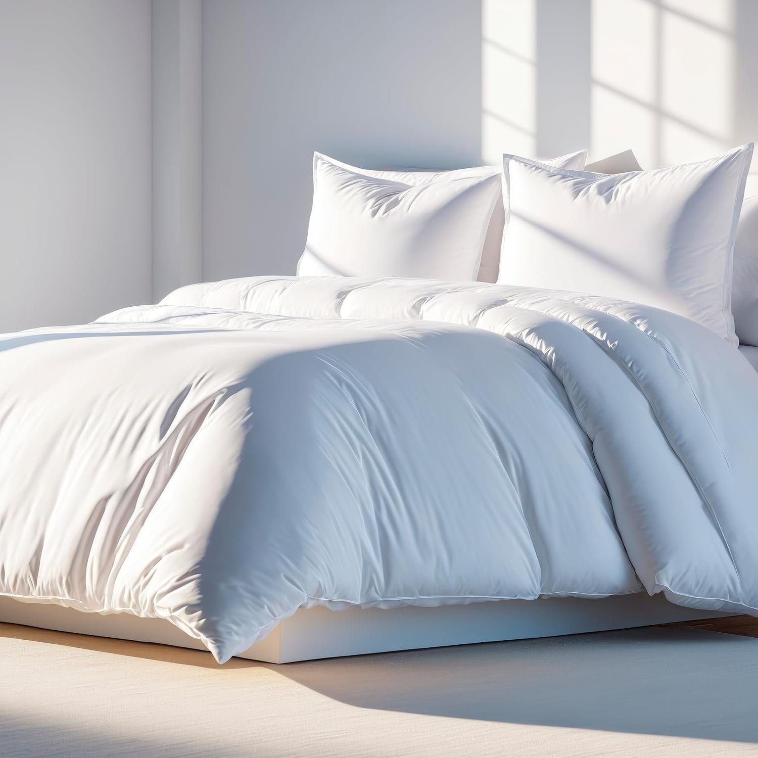 White Classic White Duvet Cover King Size, Microfiber Duvet Cover with Zipper, Set of 1 Down Comforter Cover with 2 Pillow Shams, Luxury Comforter Cover King Size | Comforter Not Included