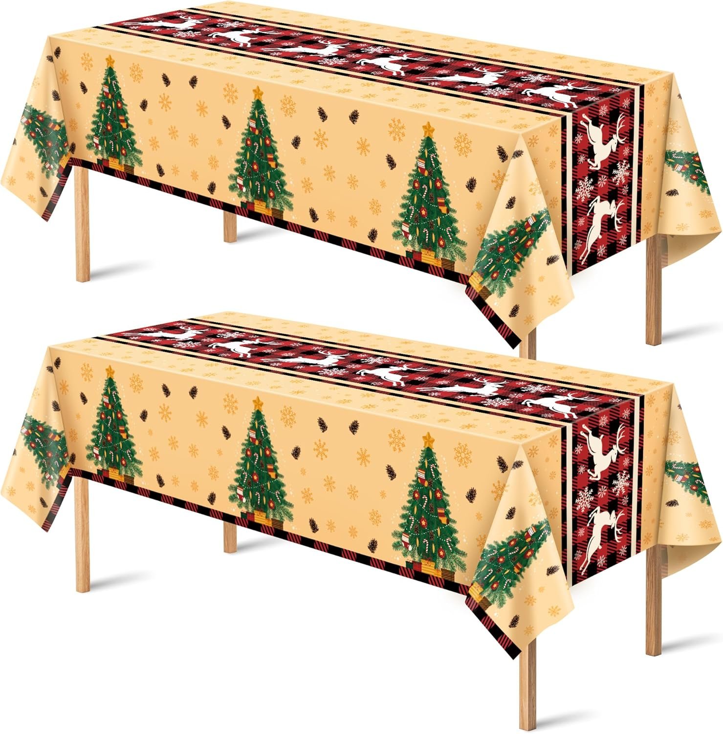 OHOME Christmas Party Decorations – Christmas Tablecloth | Xmas Decorations Party Favors Supplies for Door Table Decor Backdrop Banner Indoor Outdoor,2 Pack