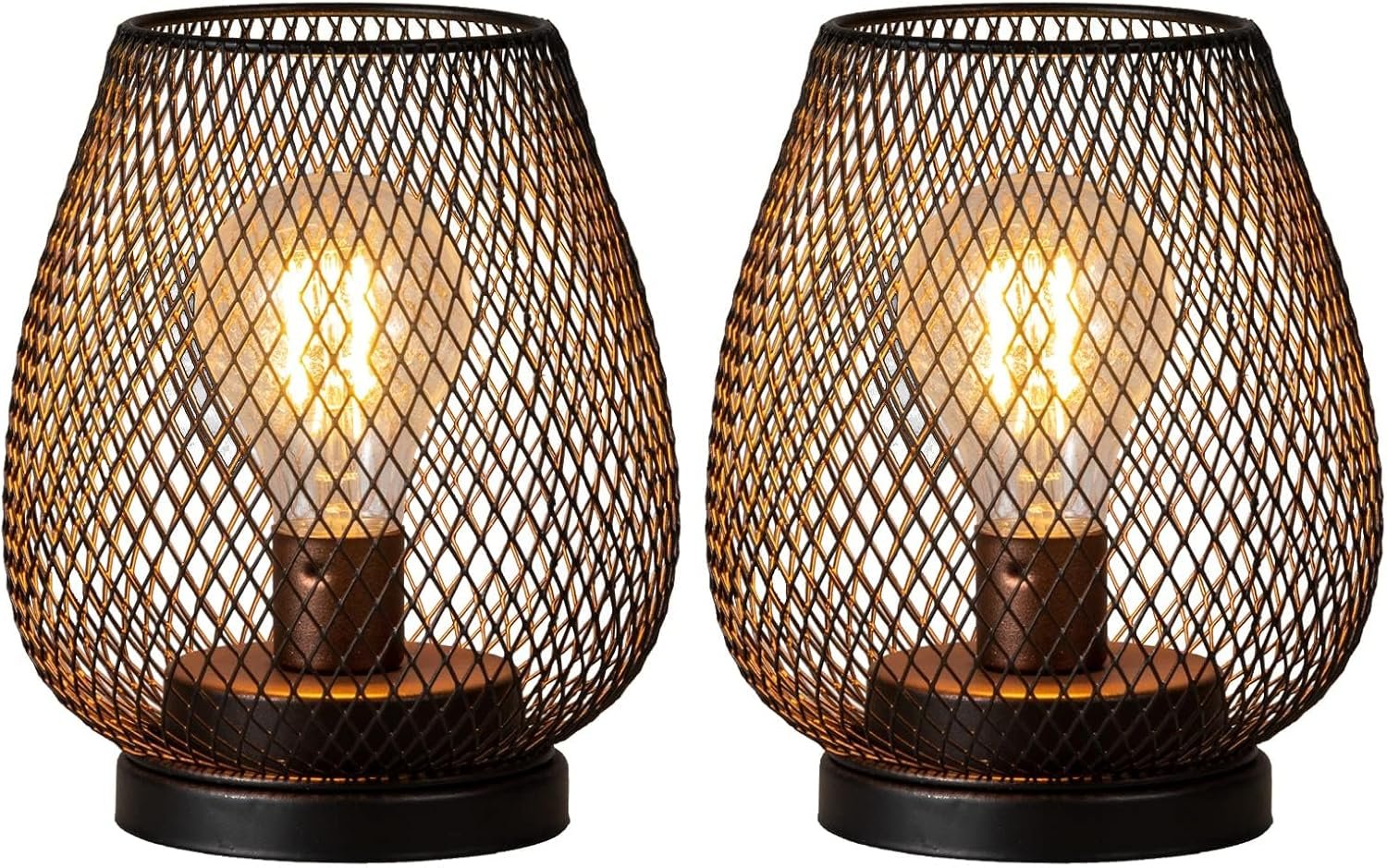 NEEDOMO 2 Pack Battery Operated Lamp Outdoor Table Lantern, LED Table Lantern with Timer Mode, Vintage Decorative Lights Cordless Lamp Indoor Outdoor Patio Bedroom Living Room with LED Bulb