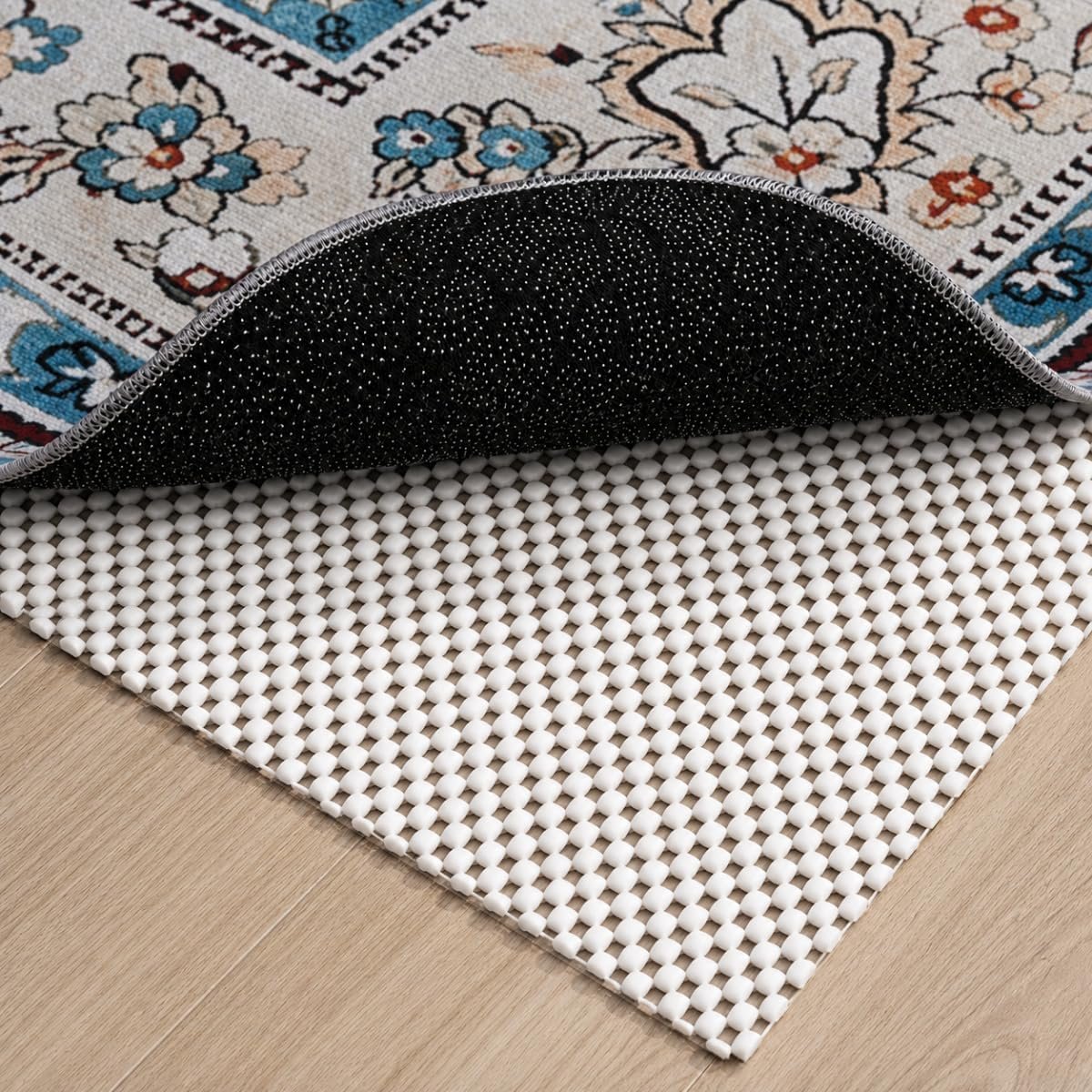 Non Slip Rug Pad Gripper for Hardwood Floors, 3×5 FT Anti Slide Rug Underlay, Eco Safe Odor Free, Cushioned Floor Protector, Cut-to-Size Multi-Purpose Pad
