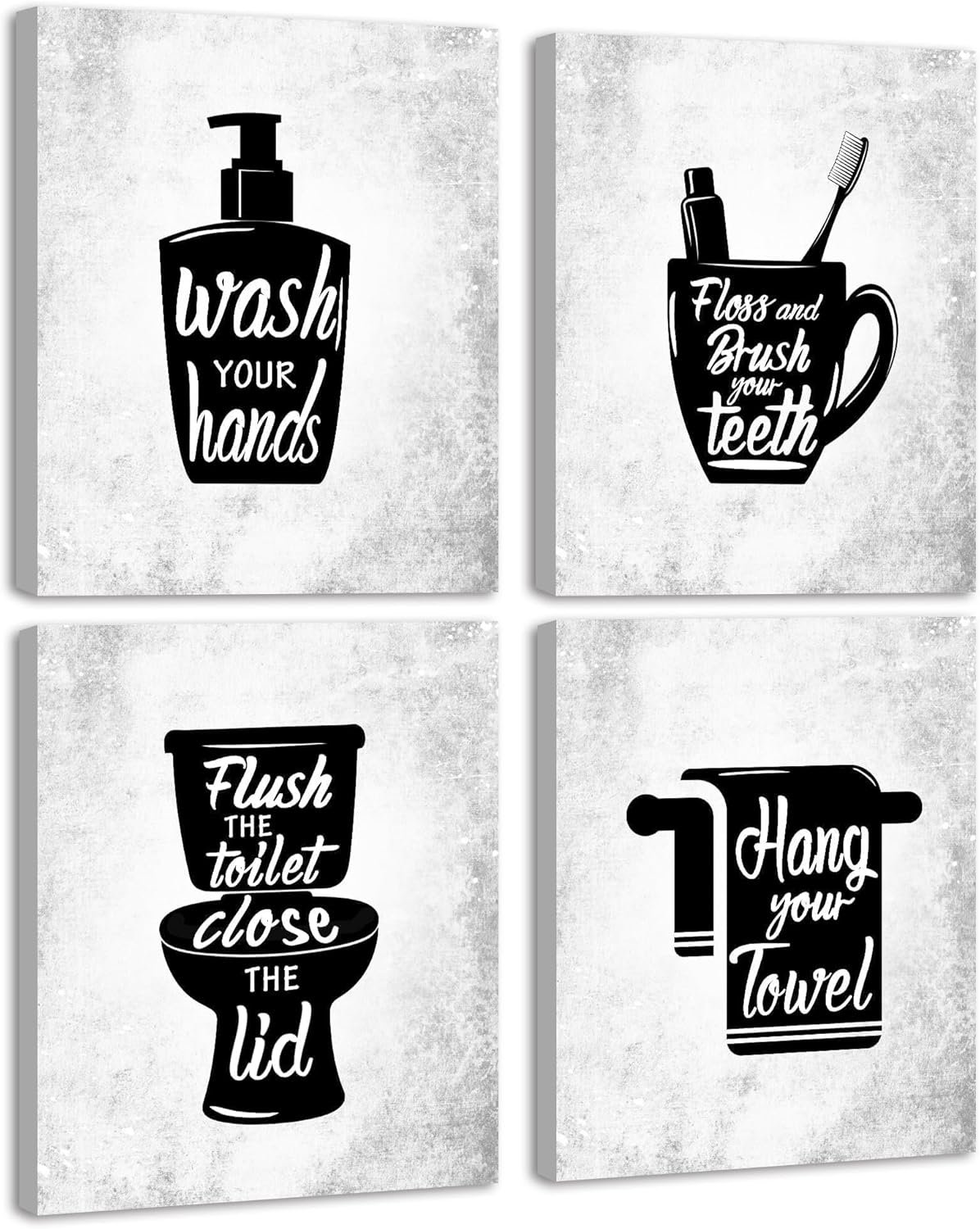 Drsoum Bathroom Wall Decor Framed Wall Art Funny Toilet Signs Quotes Wall Decor Small Bathroom Pictures for Bath Wall Set of 4 8×10 inch(Framed)