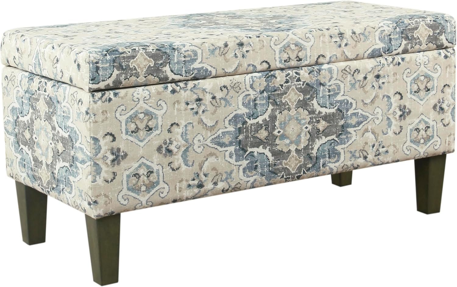 HomePop Large Decorative Storage Bench – Antiqued Blue