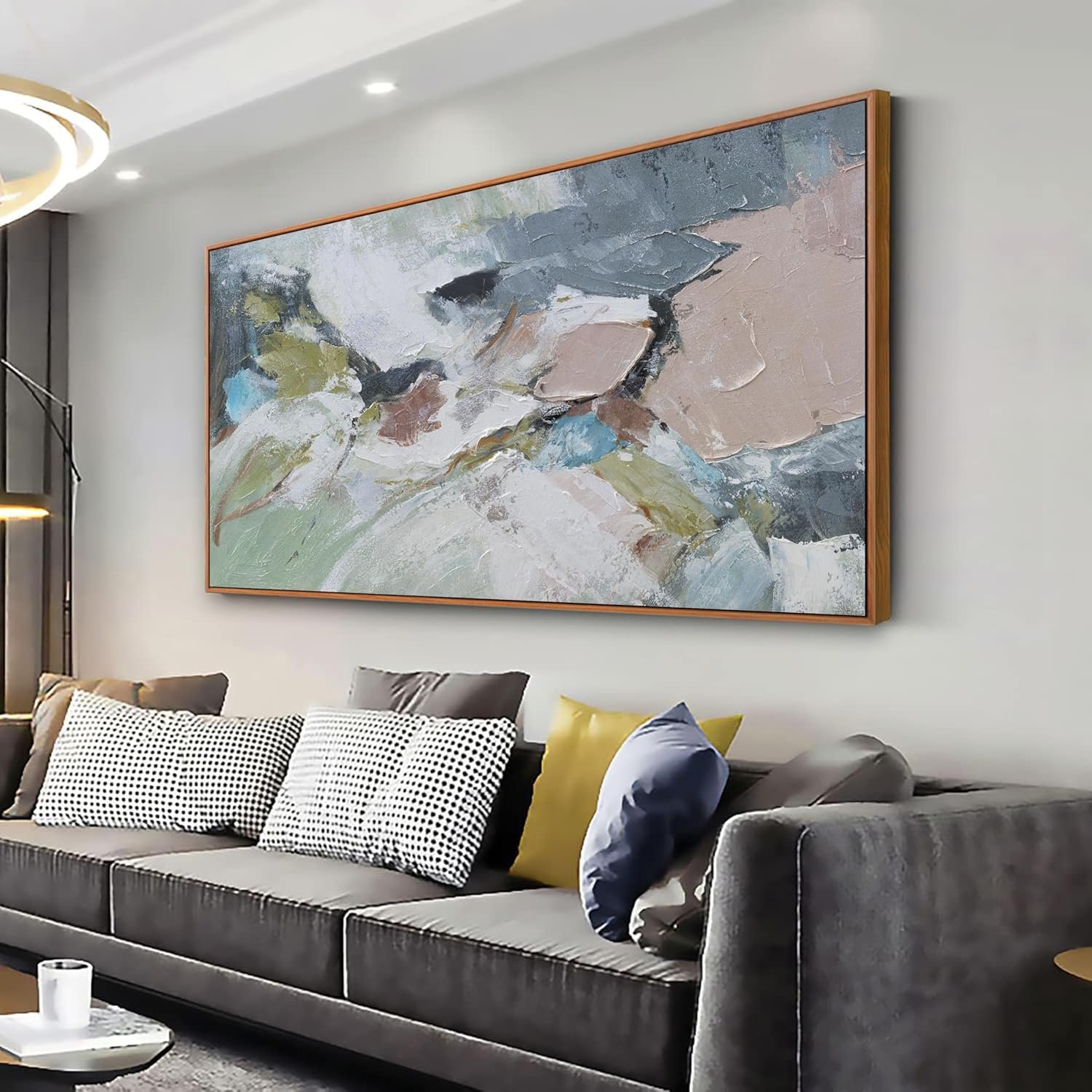 Abstract Wall Art Framed Ready To Hang Home Decor Artwork Wall Art Colorful Wall Decor Prints Canvas Painting For Living Room Bedroom Office Apartment Decoration 24″X48″