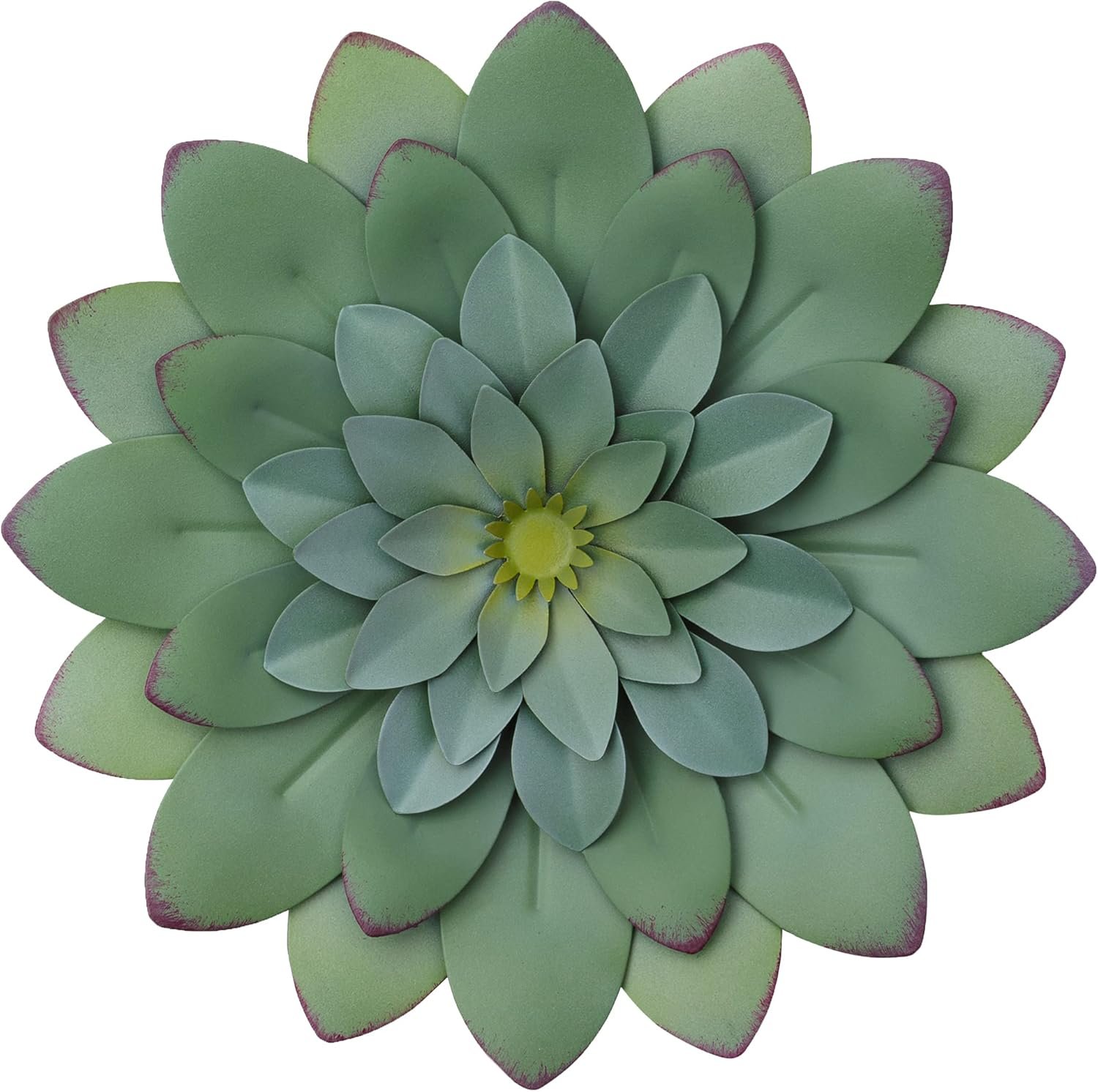Everydecor Succulent Metal Flowers Wall Decor – Green, Hand Painted, 3D Flower Art Decoration for Living Room, Bedroom, Kitchen, Bathroom – Floral Decor for Indoor & Outdoor Use