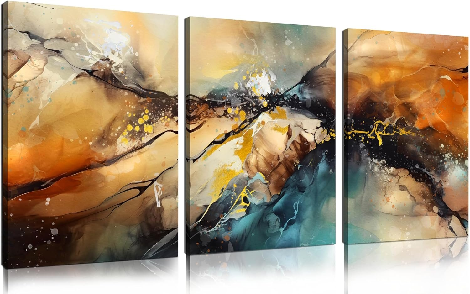 HUBOSKN Abstract Canvas Wall Art for Living Room – Modern Pictures for Office Wall Decor – 3 Piece Wall Art for Bedroom Size 12″ x 16″