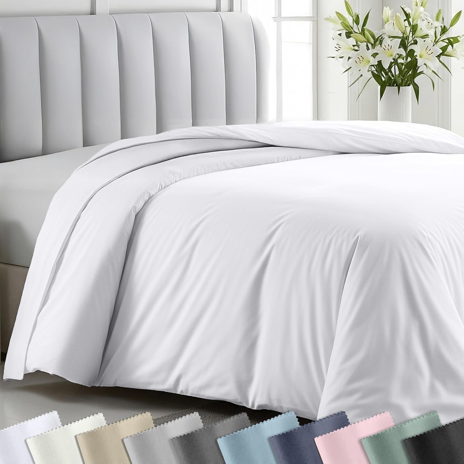 California Design Den Duvet Cover King Size Only – Winner Good Housekeeping Best Bedding Awards 2025, Premium 400 Thread Count Sateen, 100% Cotton Duvet Covers, Button Closure & Corner Ties – White