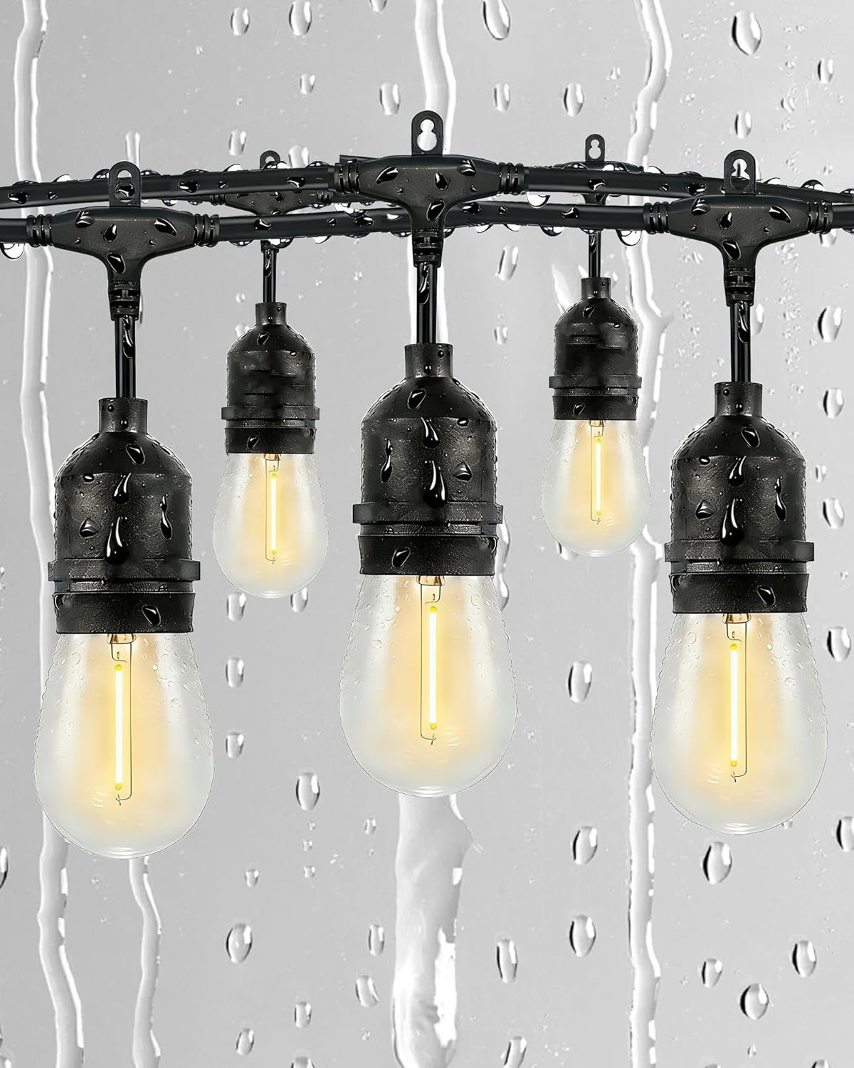Gmnee 25FT Outdoor String Lights for Patio, Balcony & Porch – 16 LED Edison Bulbs (1.6FT Spacing), Dimmable Heavy-Duty Patio Lights for Backyard, Gazebo, Bistro, Party and Garden Decor (Plug in)