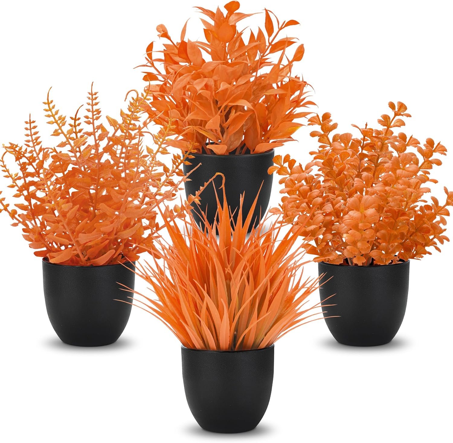 Der Rose Fall Fake Plants 4 Packs Artificial Plants Small Faux Plants Black Bathroom Accessories Fall Decorations for Home Bathroom Home Office Desk Fall Decor Indoor