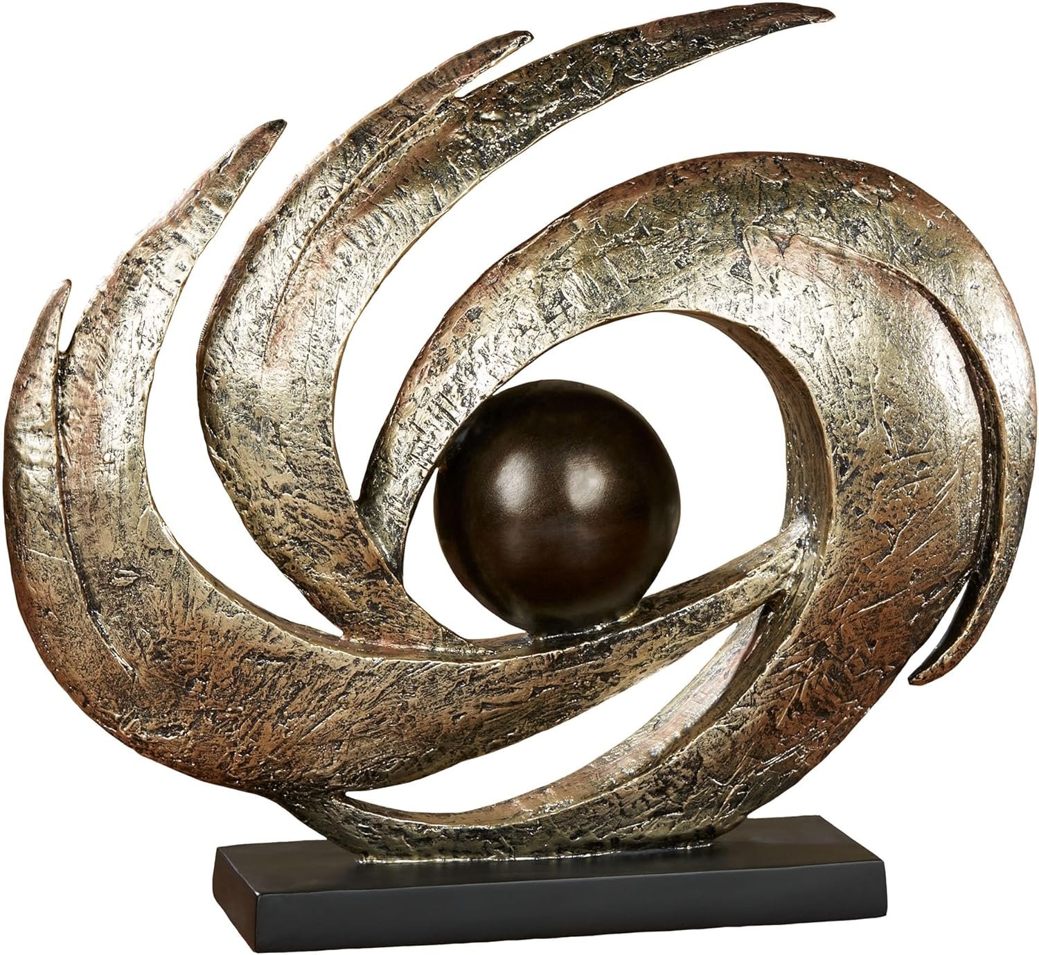 Touch of Class Contemporary Earths Motion – Aged Gold – Table Sculpture Art Decor – Modern Abstract Aesthetic, Swirling Design, Orb Center – Made of Resin, 12 Inches High, 15 Inches Wide