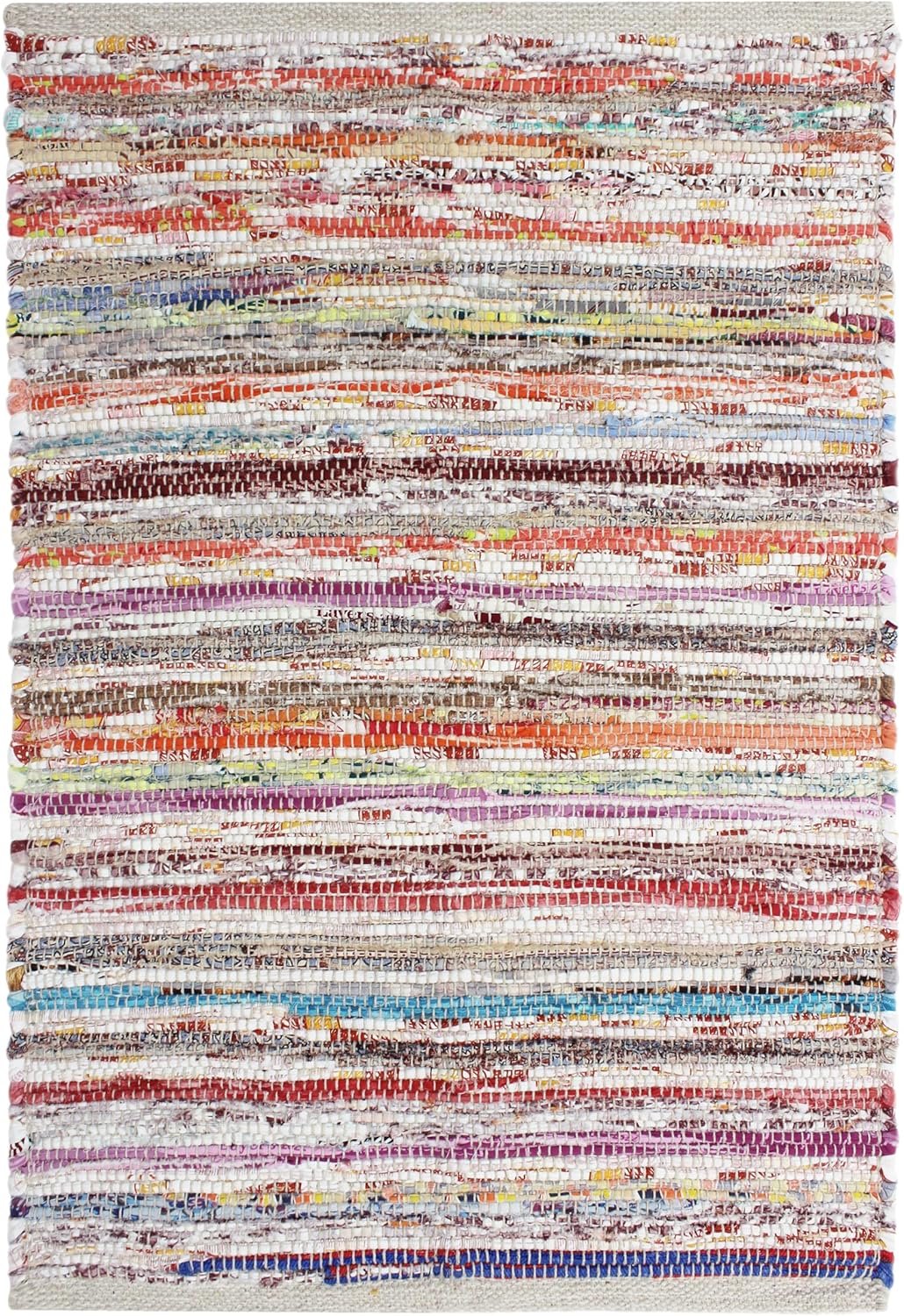 COTTON CRAFT Cotton Chindi Rag Rug – Boho Farmhouse Rustic Area Accent Throw Rug – Handwoven Reversible Natural Recycled Yarn Carpet – Living Room Kitchen Entrance Home Gift – 20 x 32 in – Multi Color