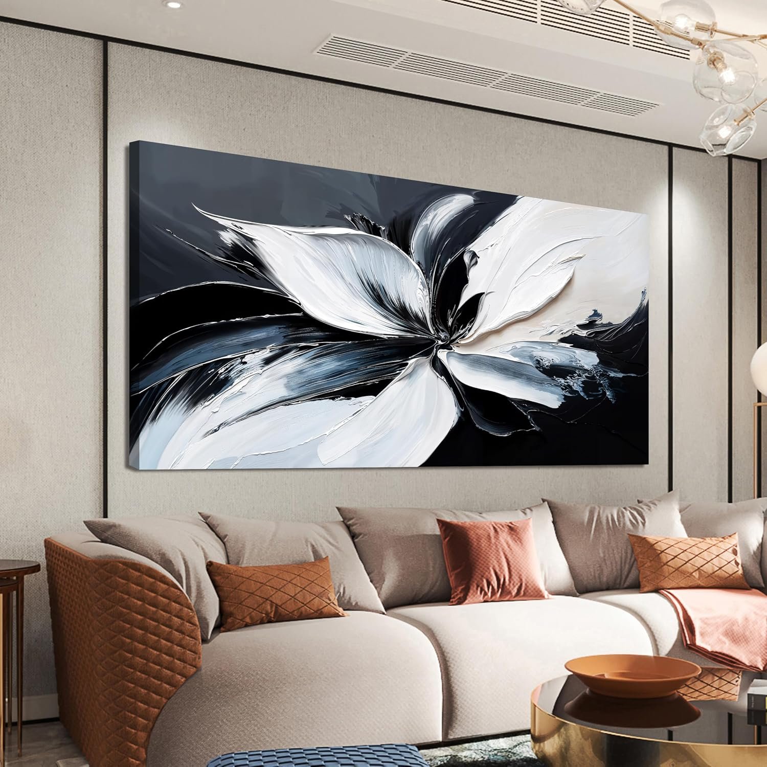 Canvas Abstract Wall Art Decor Modern Minimalist Wall Art Black and White Wall Art Prints Abstract Canvas Art Wall Decor Wall Art Pictures for Living Room Artwork for Walls Home Room Decor 20″ X 40″