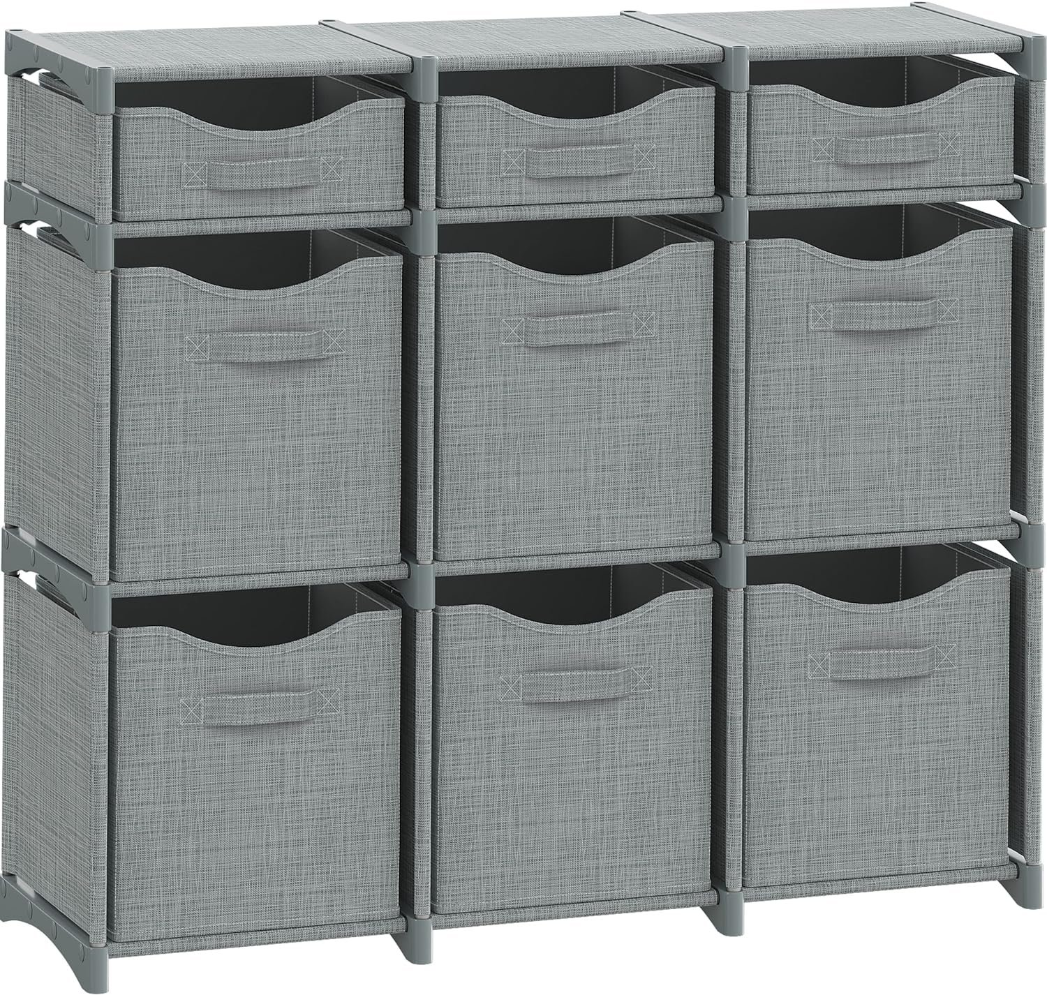 Cube Storage Organizer with 9 Storage Bins Included – Storage Cubes for Home Organization, Toy Storage, Office Storage, Living Room Storage, and General Storage Solution (Grey)