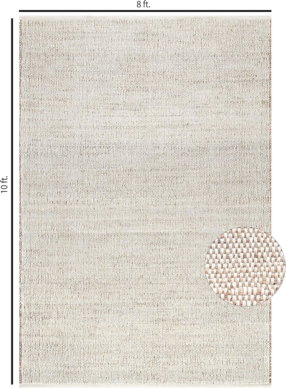 S & L Homes Jute Cotton Hand Woven Natural Farmhouse Area Rug for Living Room – Rustic Vintage Bohemian Décor – (8′ x 10′ Natural)