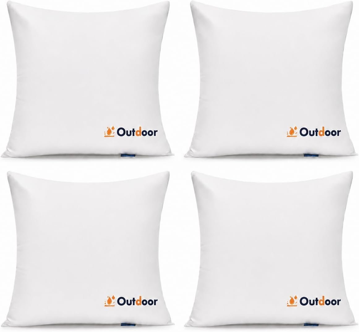 MIULEE Set of 4 Decorative Outdoor Pillows with Printed Pattern 18×18 Waterproof Throw Pillow Inserts with 90GSM Cover, Water Resistant Garden Cushion with Visible Print Design for Patio and Balcony